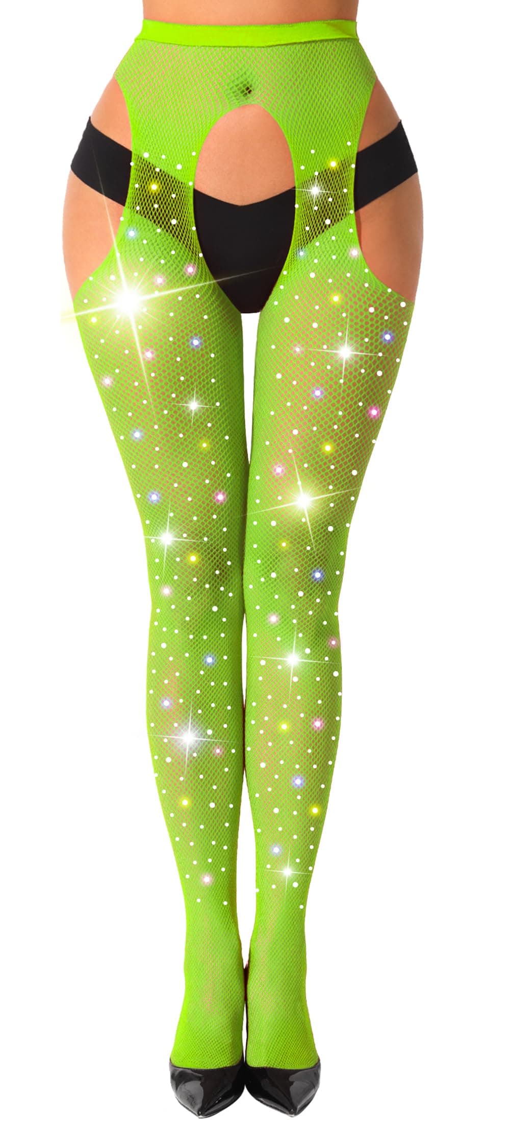 Fishnet Stockings for Women Tights Rhinestone Women's Sparkly Stockings High Waist Fishnets