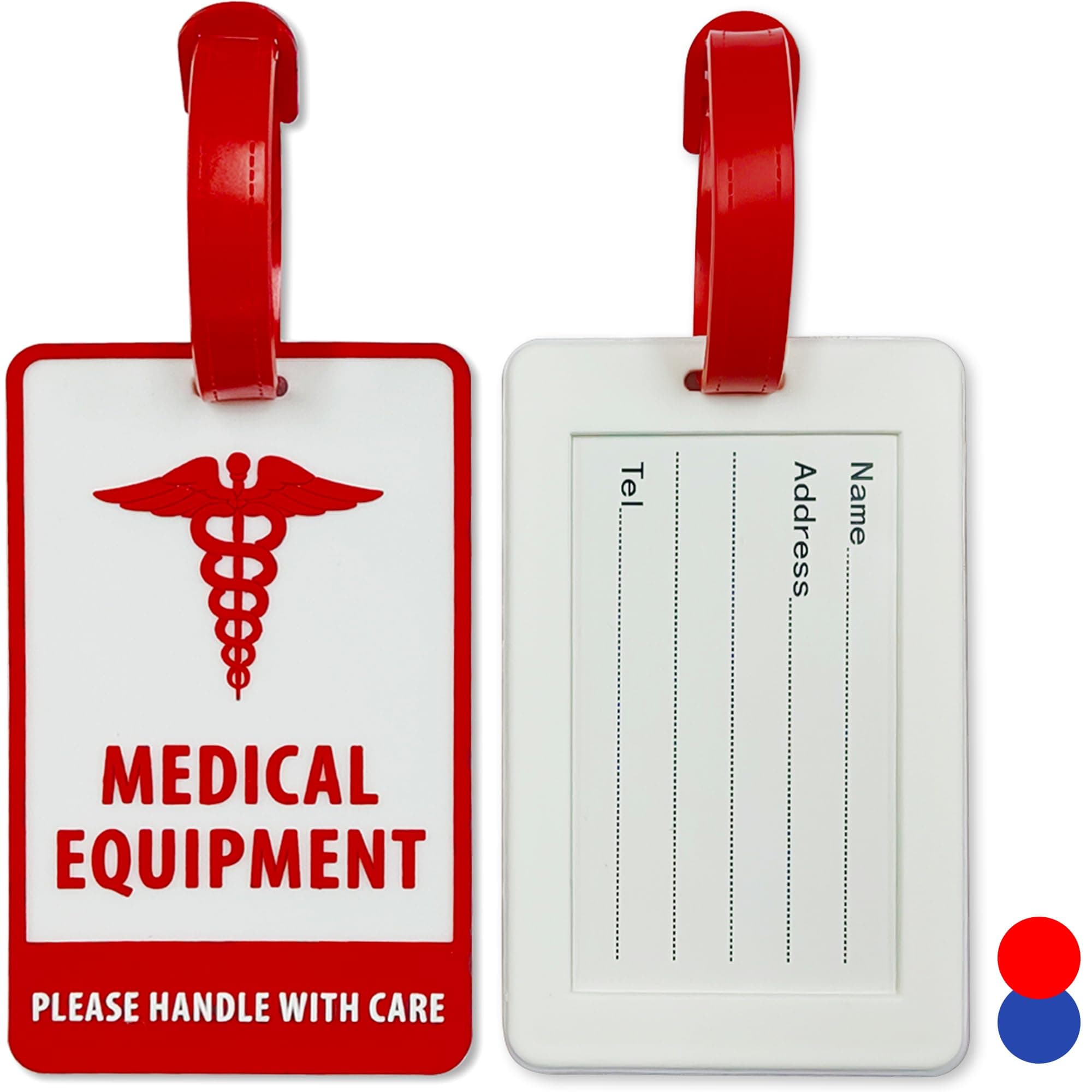 Medical Luggage Tag for CPAP Machine, Medic Alert Tag for Diabetes Supply Bag, Travel Medical Equipment Tag for BIPAP Machine, Respiratory Supplies and Equipment Tags (White/Red)