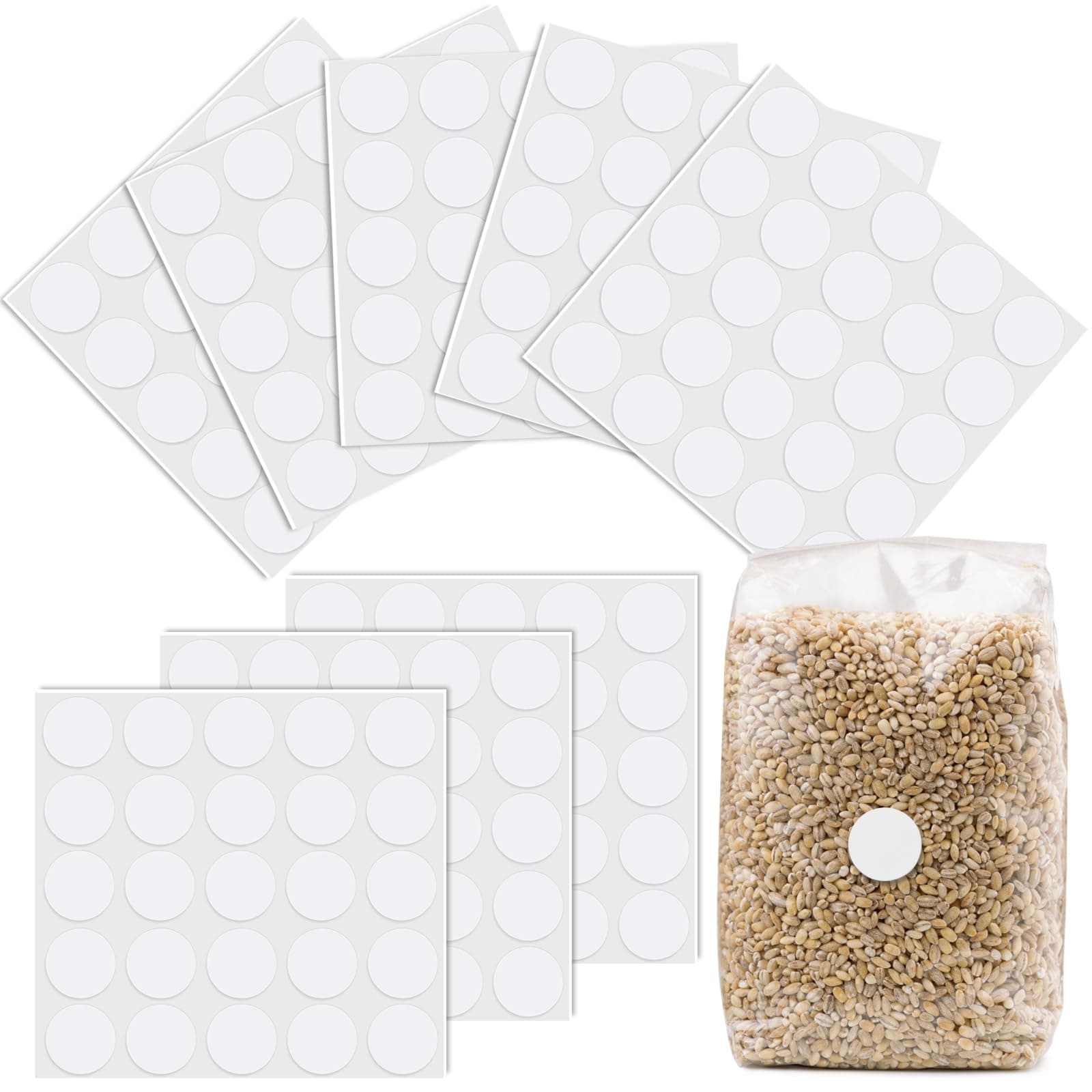 Droutti 200 Pcs 0.8 Inch Self Healing Injection Ports Rubber White Injection Ports with Sticky Backing Self Adhesive Injection Port Stickers for Mushroom Seed Bag Plant Grow Bags Culture Jar Lids