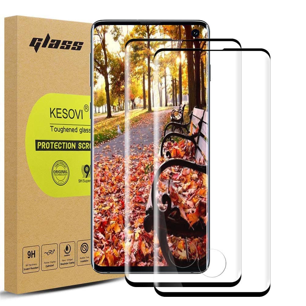 KESOVI Tempered Glass for Samsung Galaxy S10 Plus, 3D Full Coverage - [Compatible with in-display fingerprint sensor] [9H Hardness] Screen Protector for Samsung S10 Plus