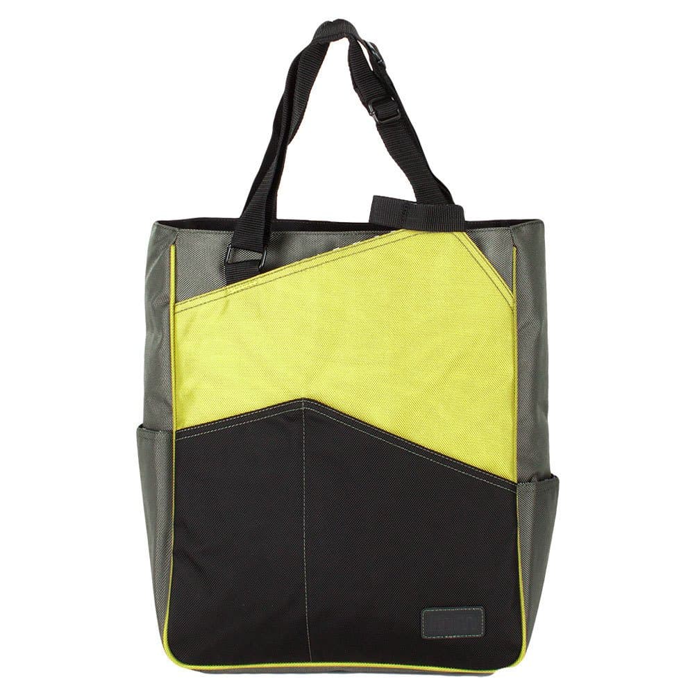 Maggie Mather Three Tone Zippered Tote Bag-Lime/Pewter/Black