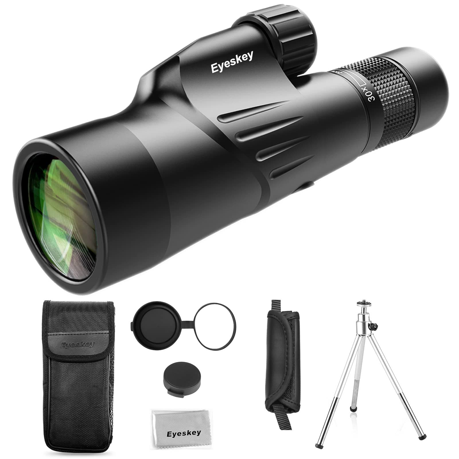 Eyeskey HD 10-30x50 High Powered Zoom Monocular Telescope - Waterproof and Fog-proof - Bright and Clear FMC Lens - Coated Bak-4 Prism - Single Hand Focus Scope for Concert, Traveling, Wildlife Scenery