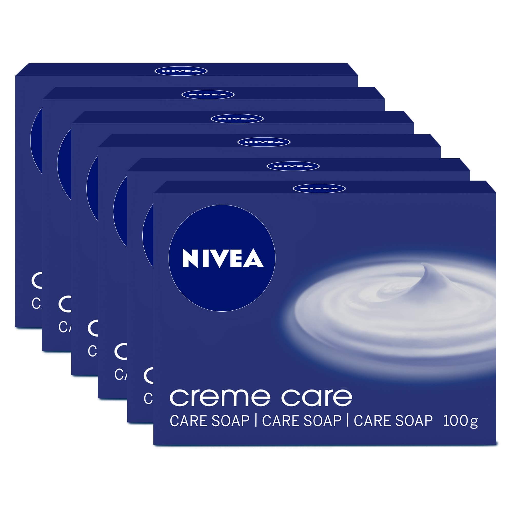 NIVEA Soap Bar Hand Wash, Creme Care Original Scent of NIVEA Creme, 6x100g