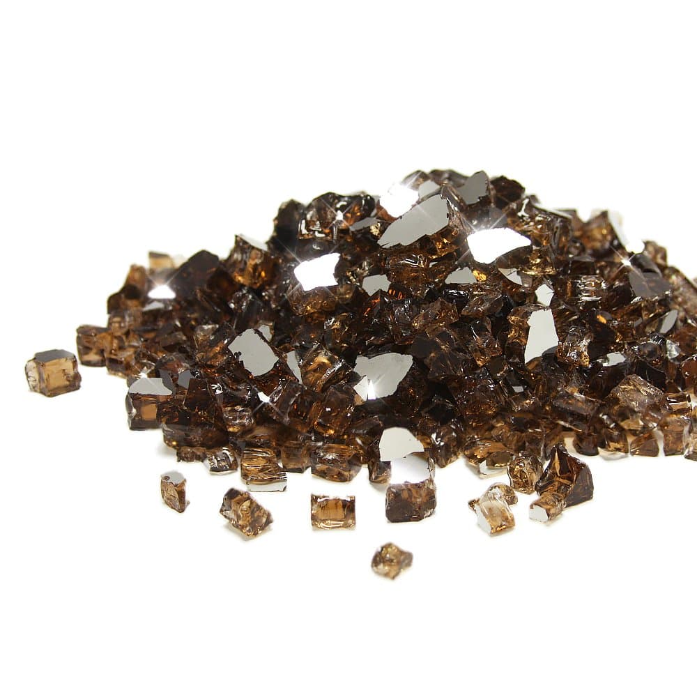 Golden Flame Fire Glass for Fire Pit, 10lb - 1/2" Reflective Glass Rocks for Fireplace - High Heat Resistance for Propane & Natural Gas (Copper)