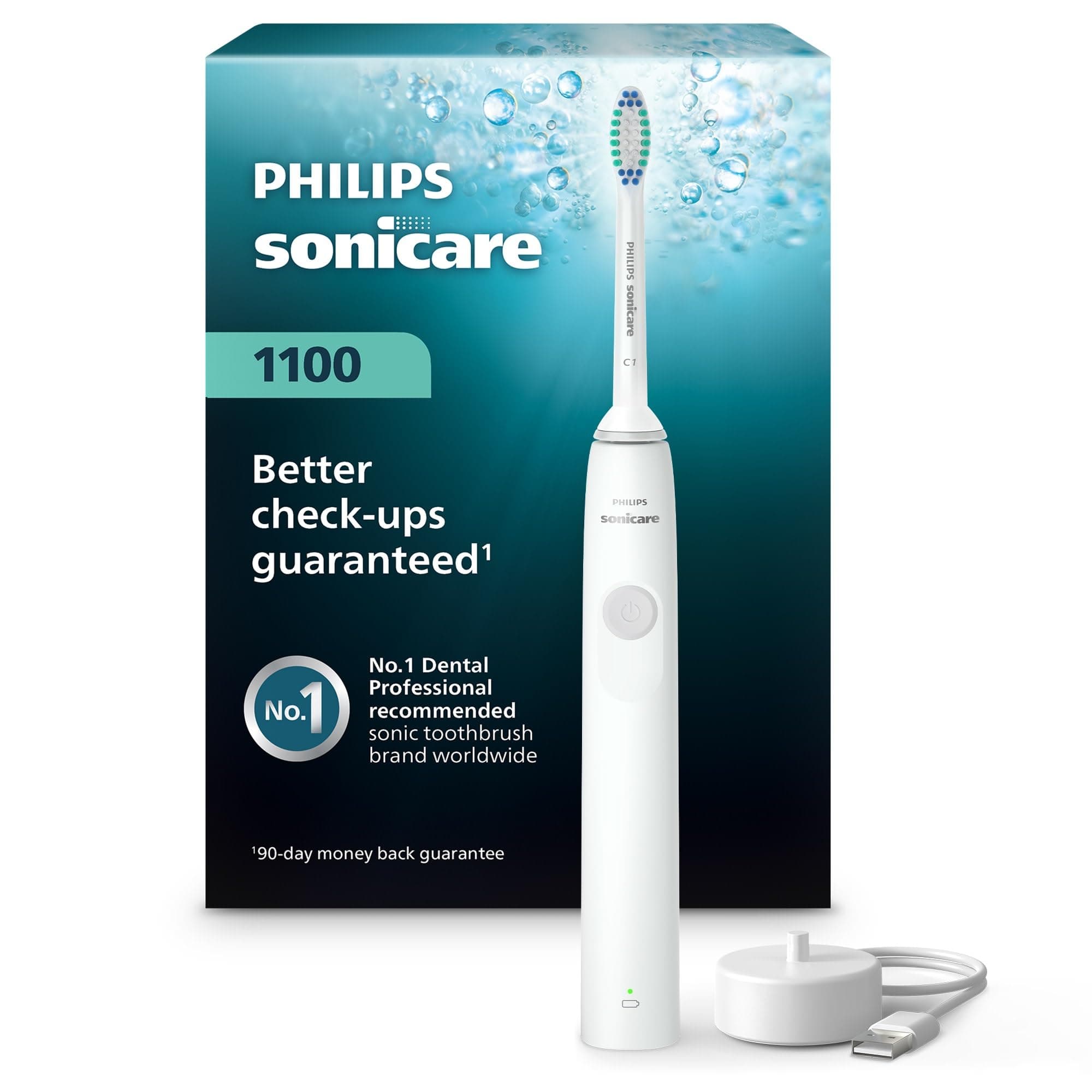 Philips Sonicare 1100 Power Toothbrush, Rechargeable Electric Toothbrush, White Grey HX3641/02