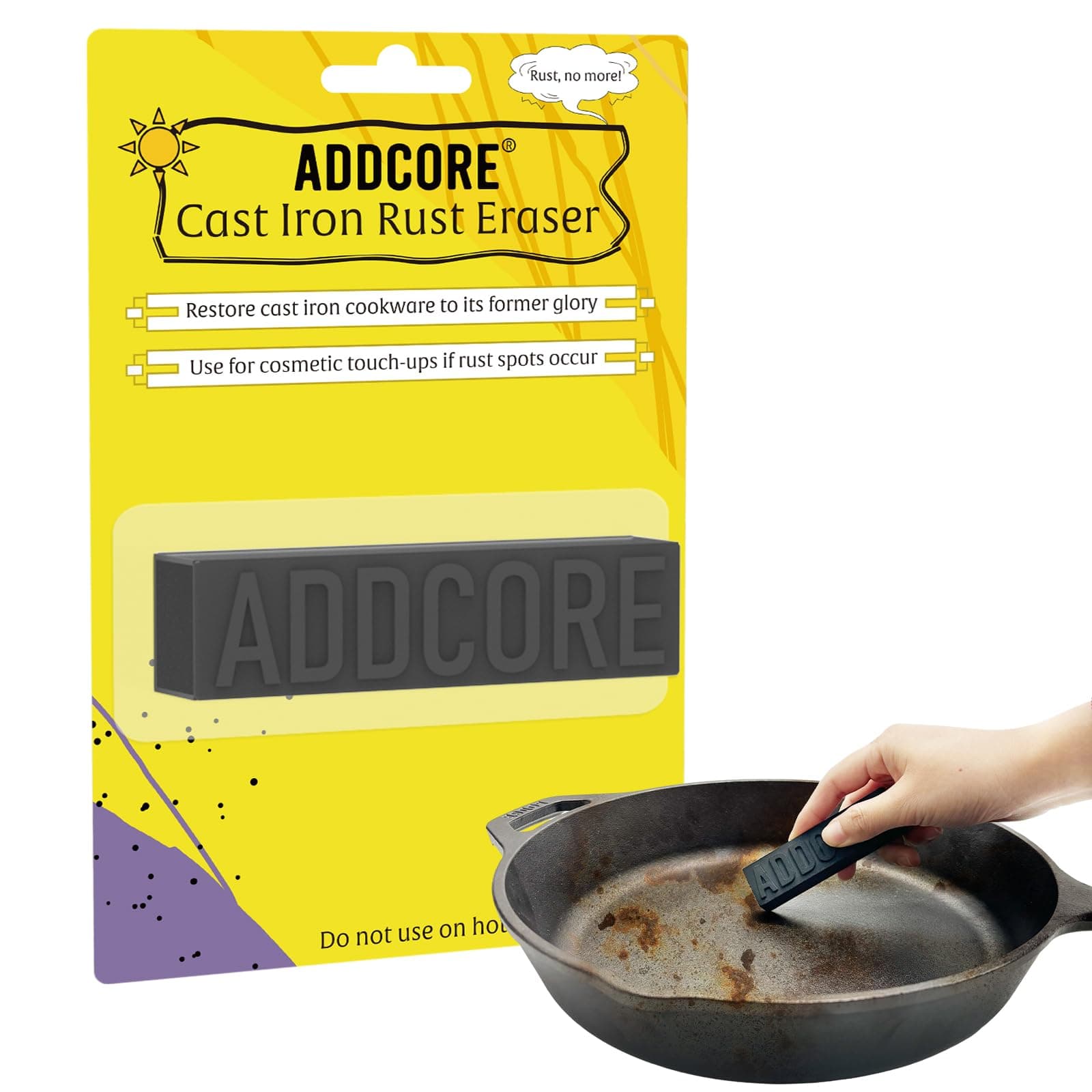 Rust Eraser, Premium Rust Remover for Cast Iron Pans, Knives & Tools, Hard Anodized Cookware and Other Pots, Remove Rust from Any Metallic Surface - 1 Pack