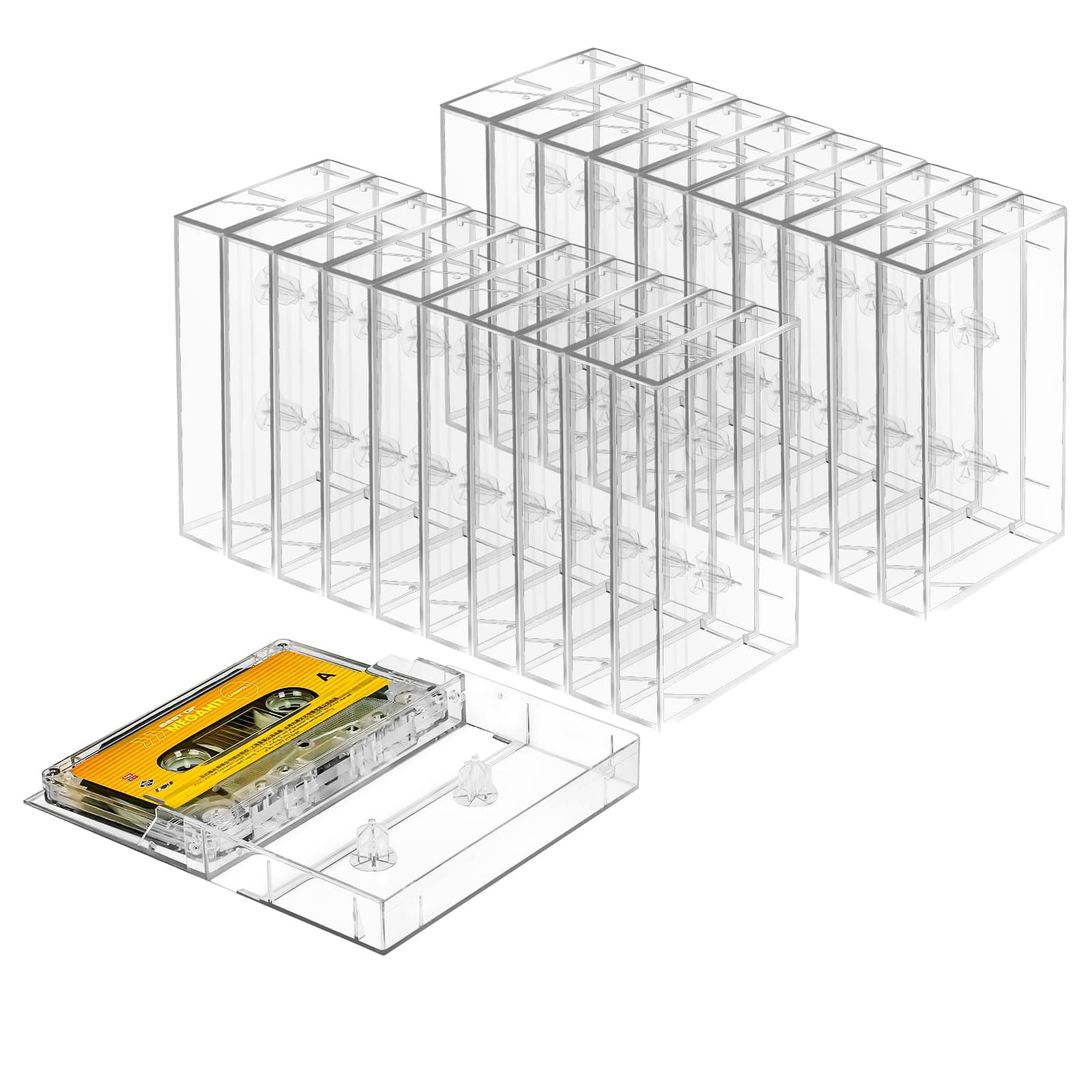 25-Pack Audio Cassette Storage Cases - Clear Plastic Cassette Tape Cases - Storage Solution 4.28" L x 2.75" W x 0.6" H