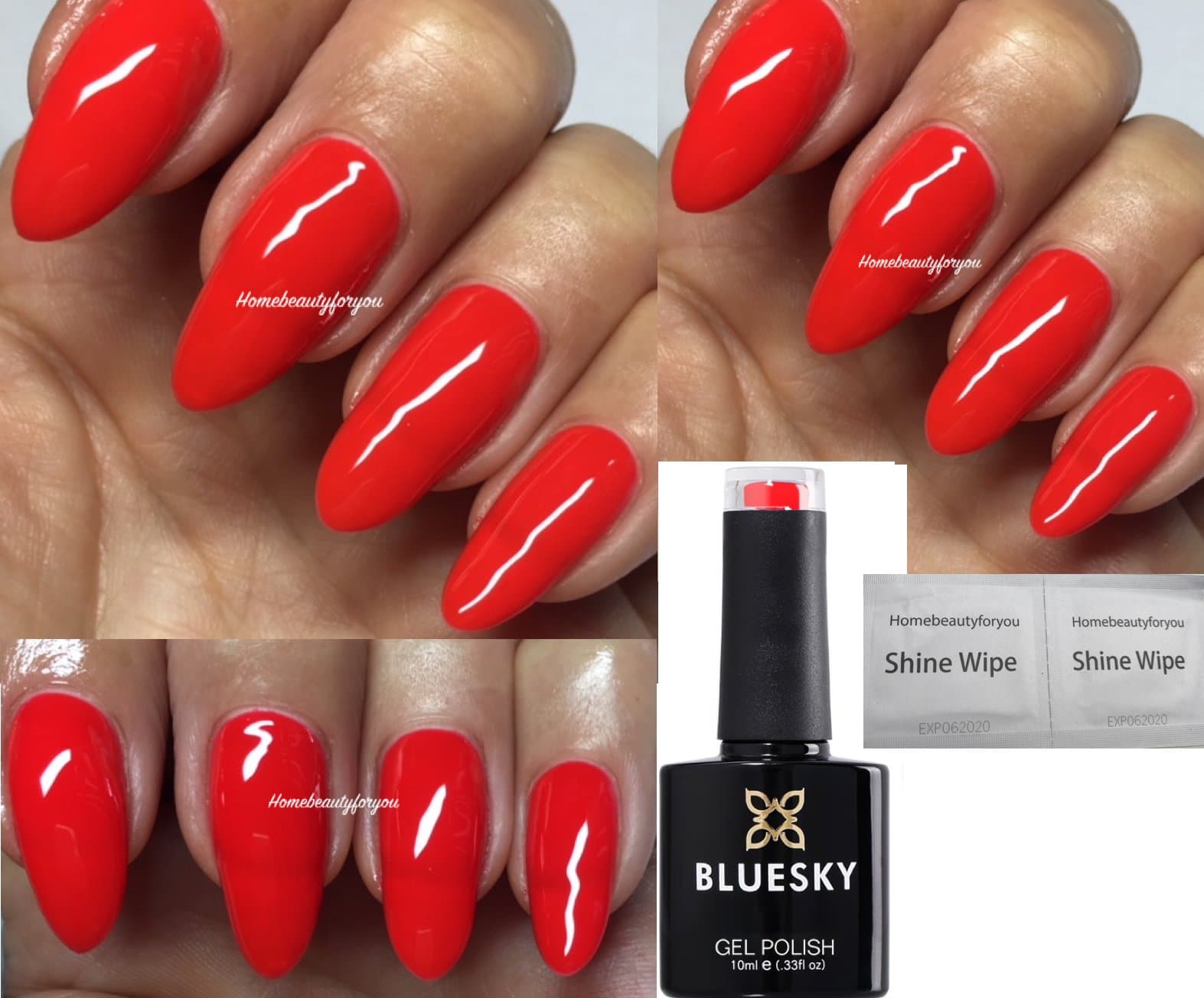 Bluesky Nail Gel Polish - Kiss Me Red Special Edition Bright Red Christmas Color UV LED Soak Off 10ml