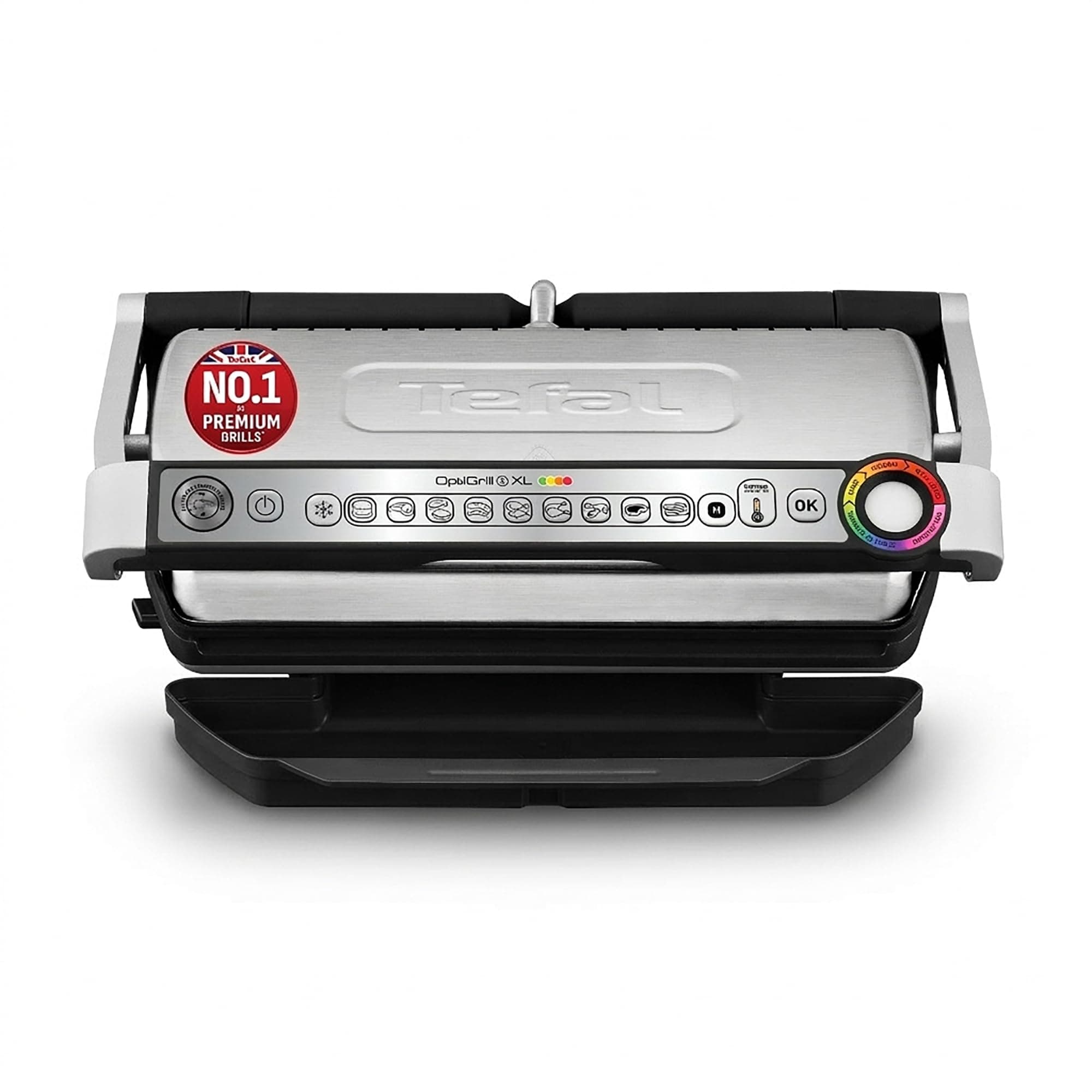 Optigrill Plus XL, 9 Cooking Programs, Measure Cook Technology, Temperature Intelligence, Removable Non-Stick Plates, Dishwasher Safe, GC722D40 - Stainless Steel