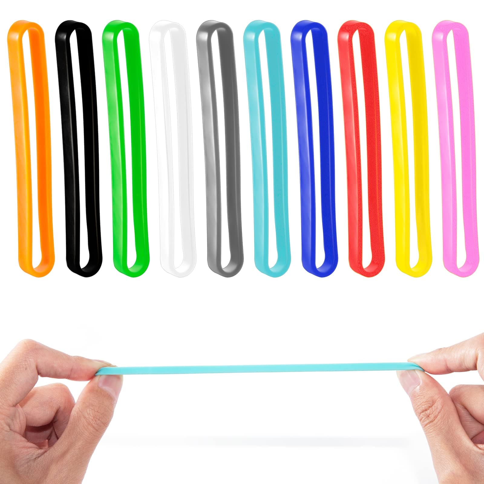 Courpal20 Pcs Silicone Rubber Bands, 3 Inches Thick Colorful Rainbow Rubber Bands Office Supplies Elastic Assorted Colored Strong Rubber Bands Heavy Duty for Wallets, Cards, Books, Notebooks, Bags