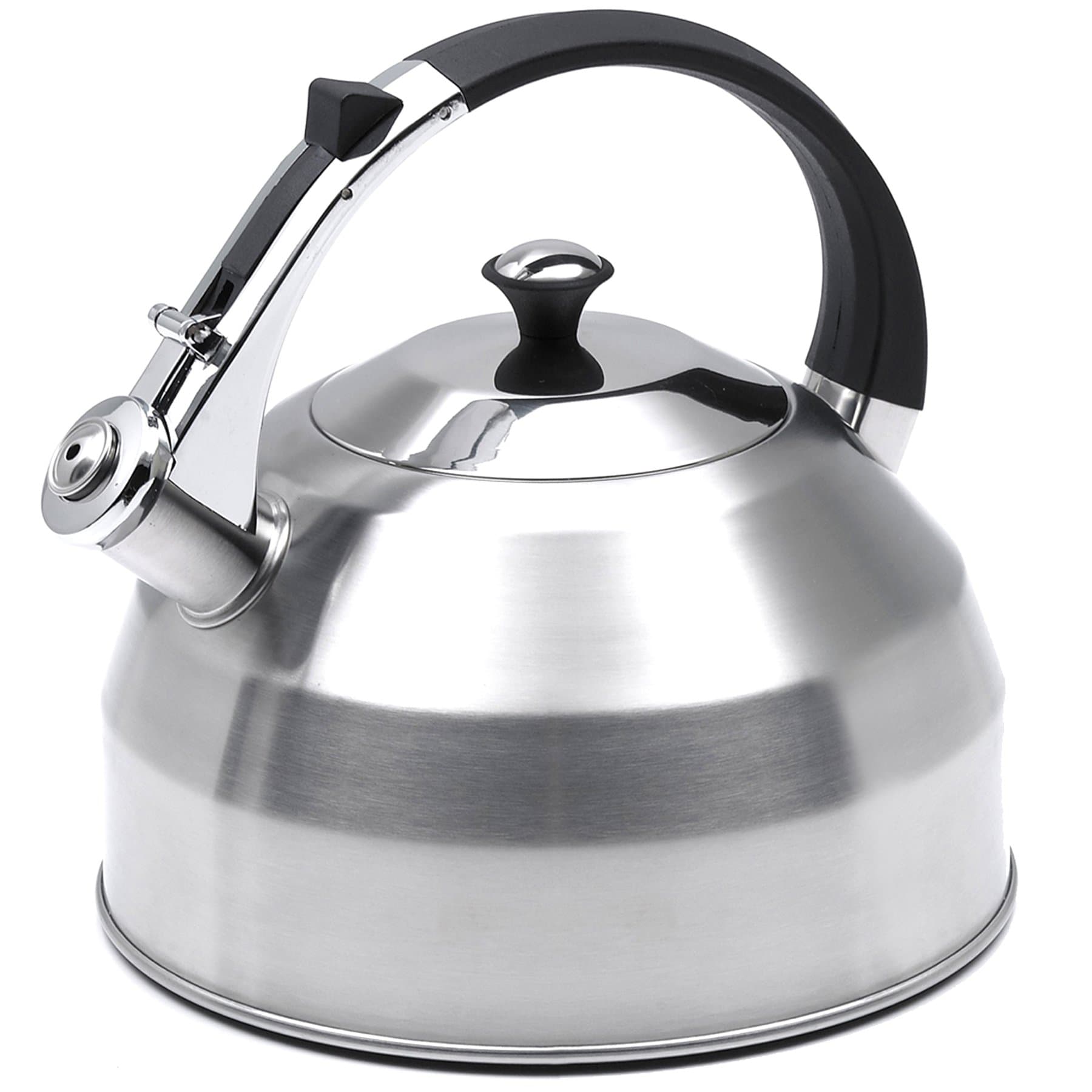 Evco International Panorama Stainless Steel Whistling Tea Kettle with Aluminum Capsulated Bottom for Even Heat Distribution, 3.7 Quart, Brushed Finish