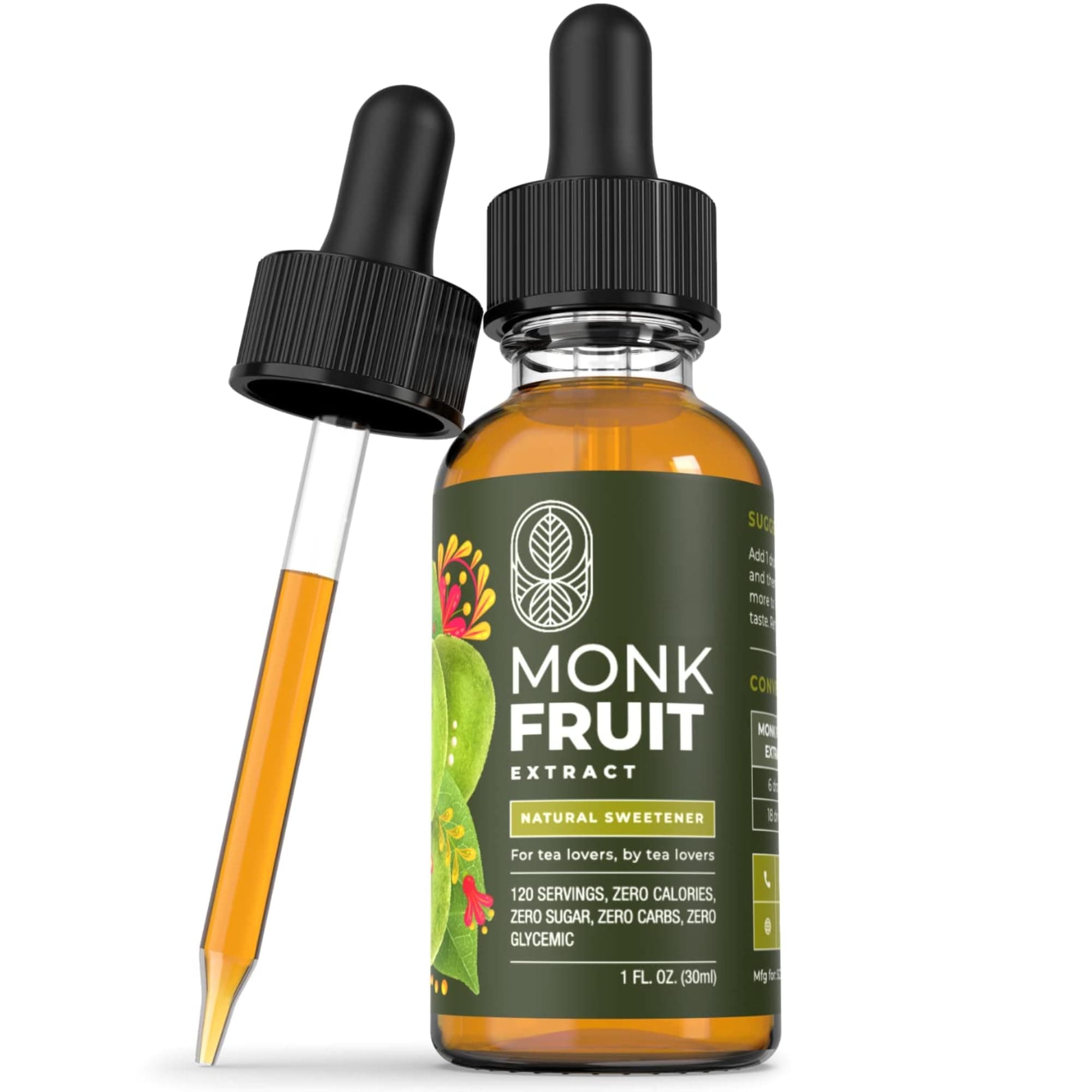 MONK FRUIT SWEETENER LIQUID - MONK FRUIT EXTRACT - No Erythritol, Zero Calories & Sugars, No added water, Keto-friendly, Designed for Tea Lovers
