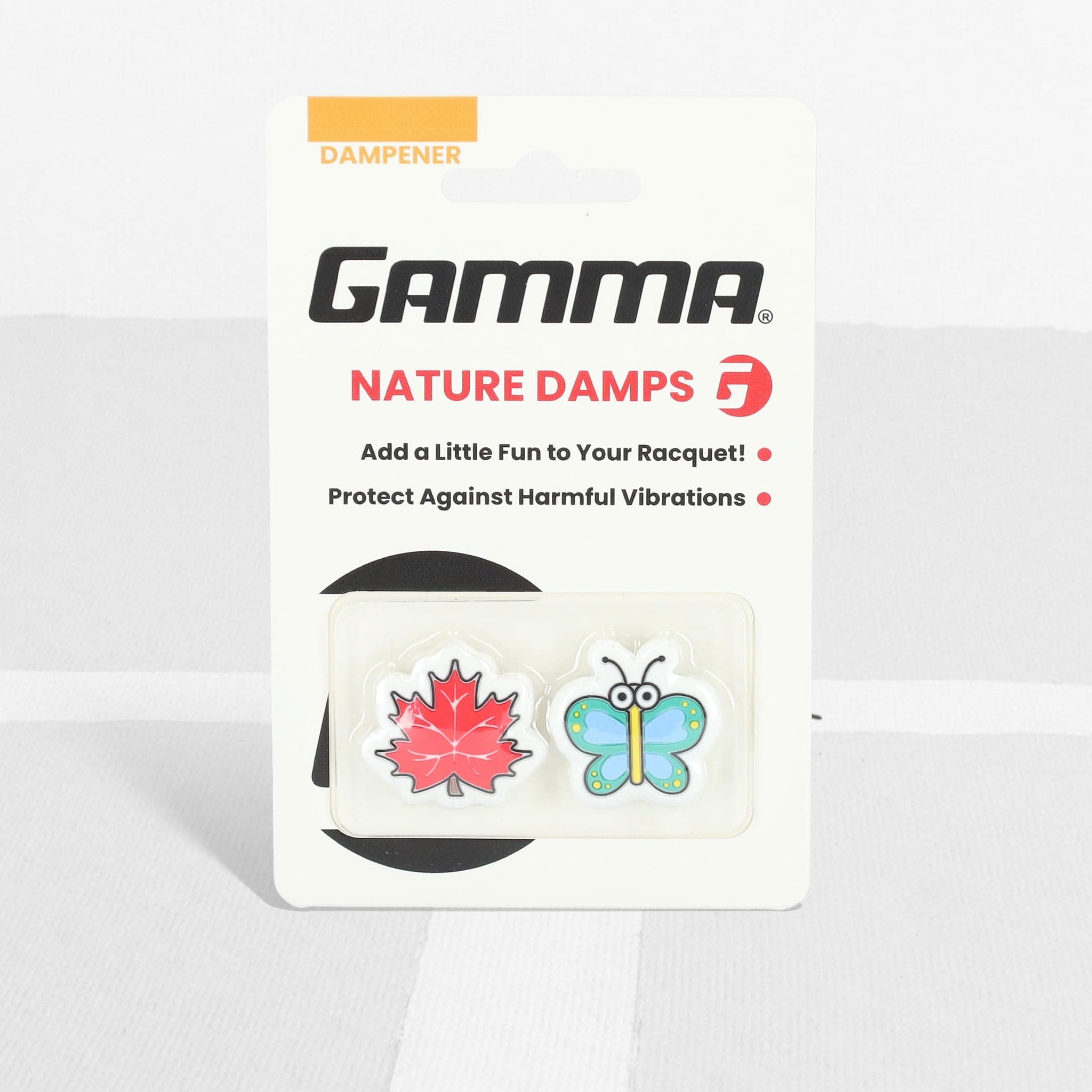 GAMMANature Tennis Dampeners - 2 Pack- Sunflower & Lady Bug, Maple Leaf & Butterfly, Cactus & Bee