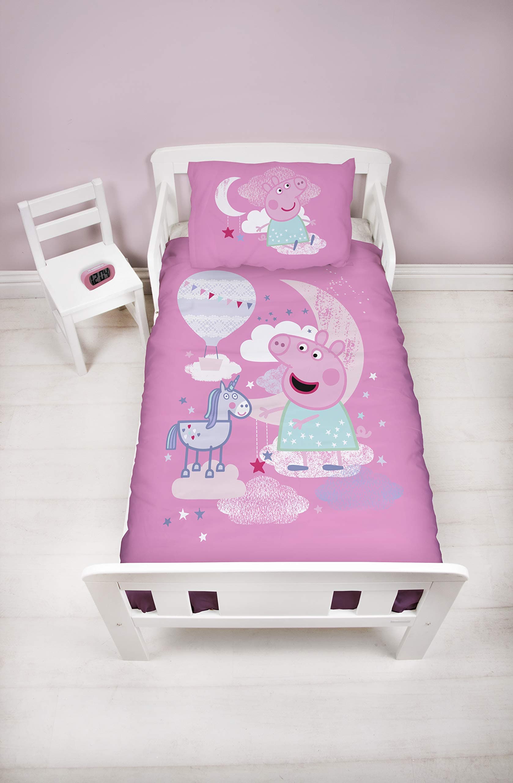 Character World Peppa Pig Cot Bed Duvet Cover | Magical Dreams Unicorn Pink Design | Children’s Kids Bedding Set & Pillowcase