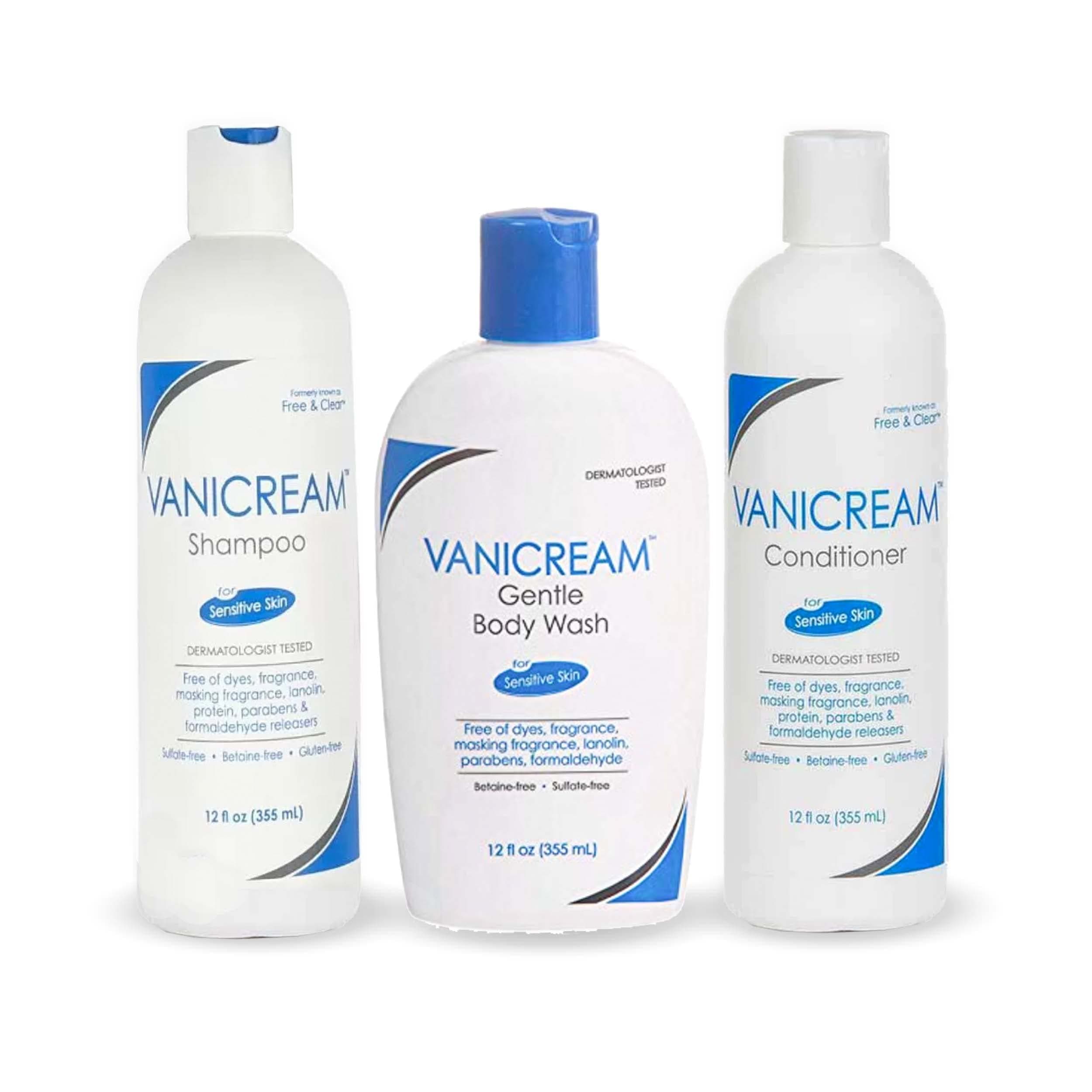 Free and Clear Shampoo, Conditioner and Body Wash Set, For Sensitive Skin, Fragrance and Paraben Free - 12 Ounce