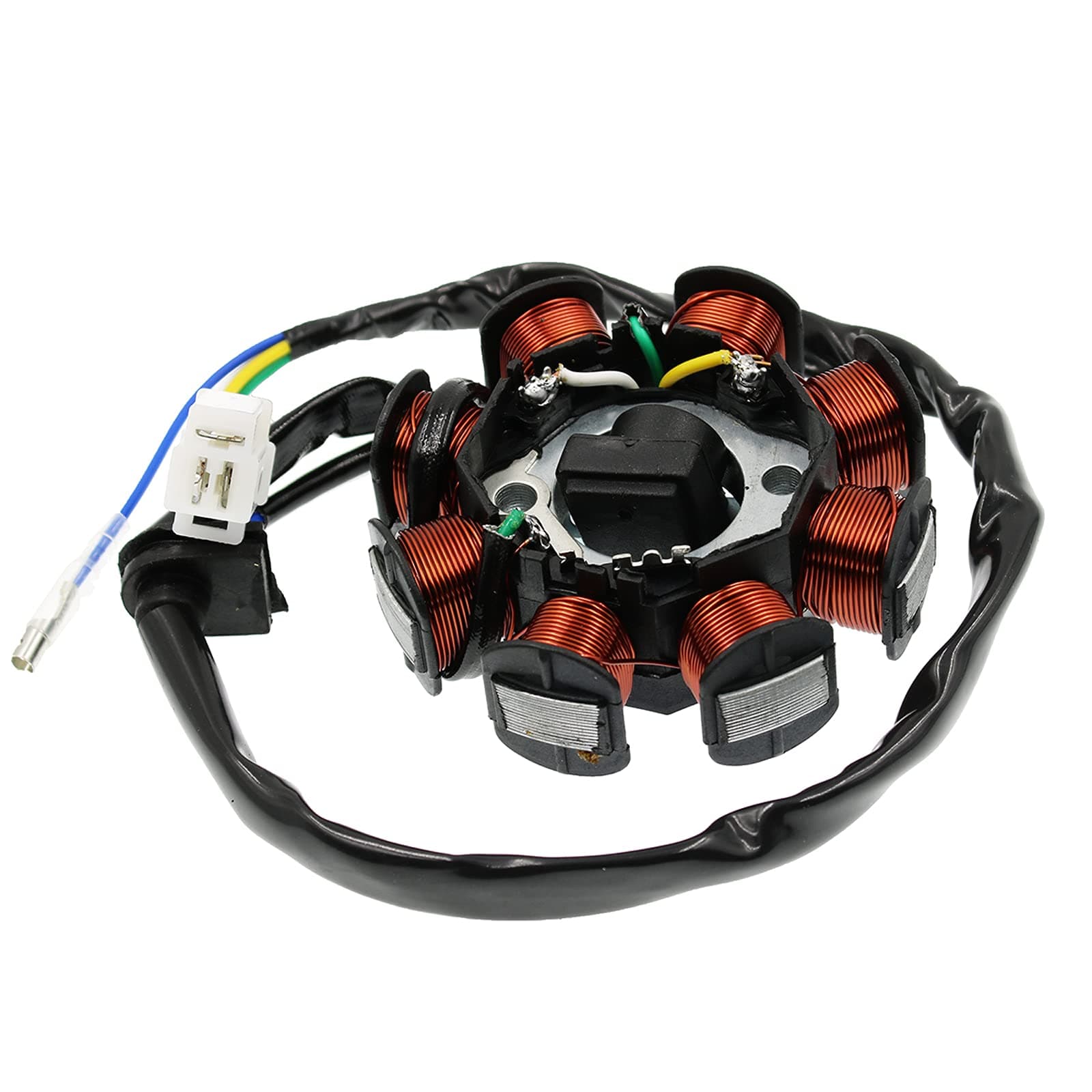 Glixal GY6 49cc 50cc 60cc 80cc 100cc 8-coil Magneto Stator for 139QMB 139QMA 147QMD Scooter Moped ATV Go-kart Buggy Engine Taotao Jonway Icebear Baja Coolster Lance SUNL Vento (Direct Current)