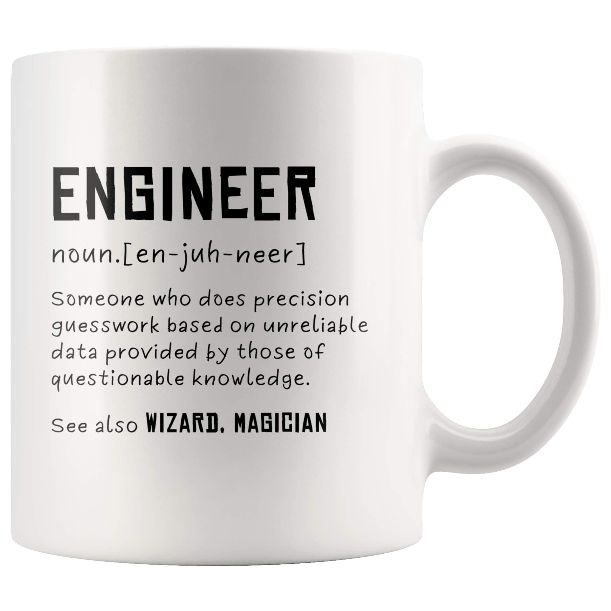 Panvola Engineer Definition Someone Who Does Precision Funny Engineer Gifts For Engineering Students Teachers Computer Civil Mechanical Electrical Software Engineer Ceramic Mug 11 oz (White)