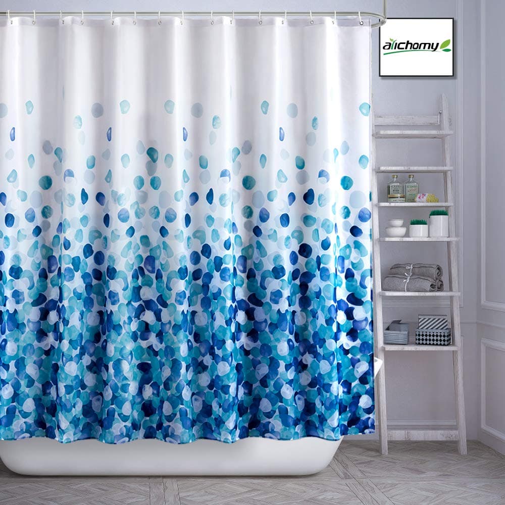 ARICHOMY Shower Curtain, Polyester Farmhouse Shower Curtain Set Bathroom Fabric Fall Curtains Waterproof Colorful Funny with Standard Size 72 by 72 (Blue)