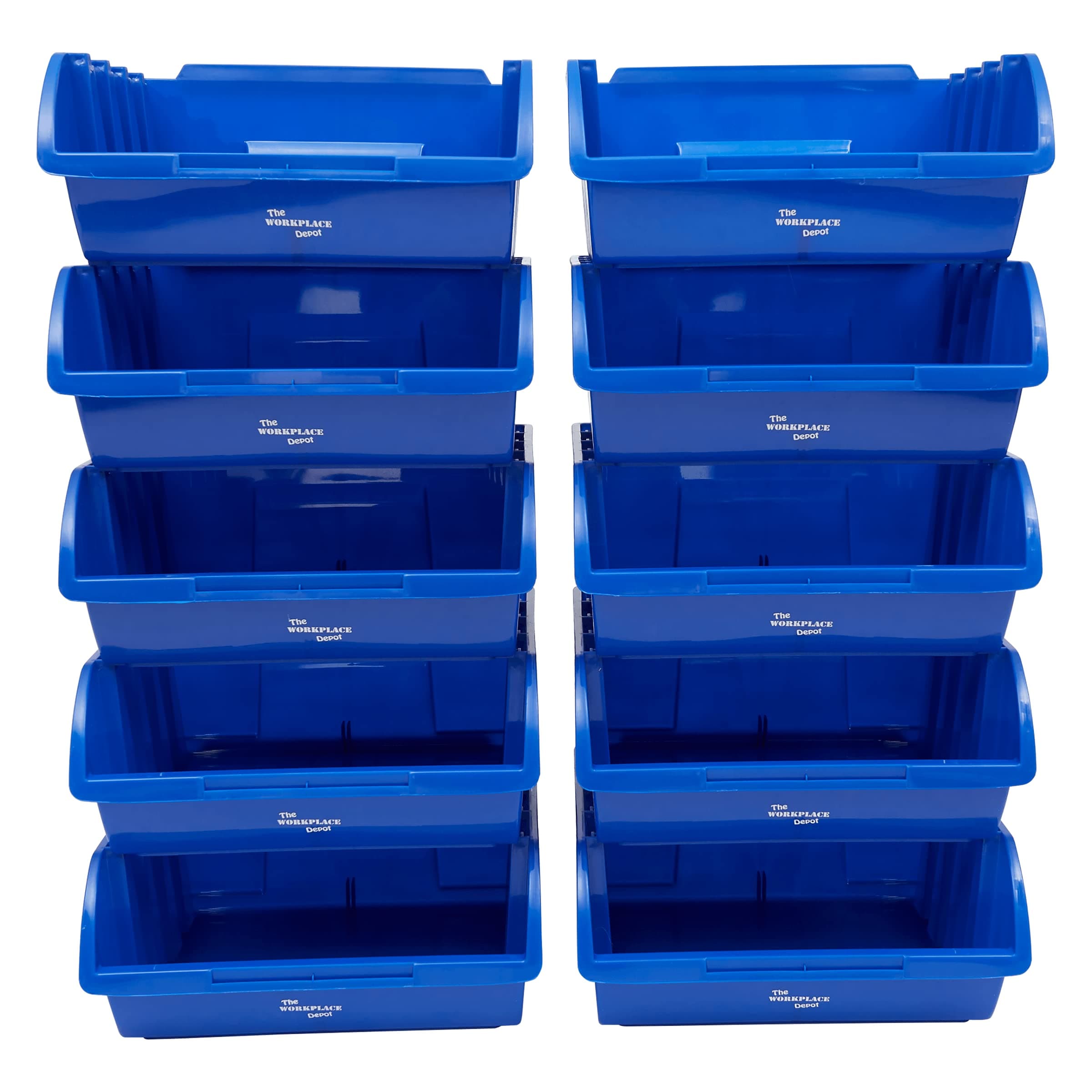 Large Plastic Stackable Blue Storage Bins for Parts and Picking - Pack of 10 - 130(H) x 290(W) mm, Small Part Storage Bins