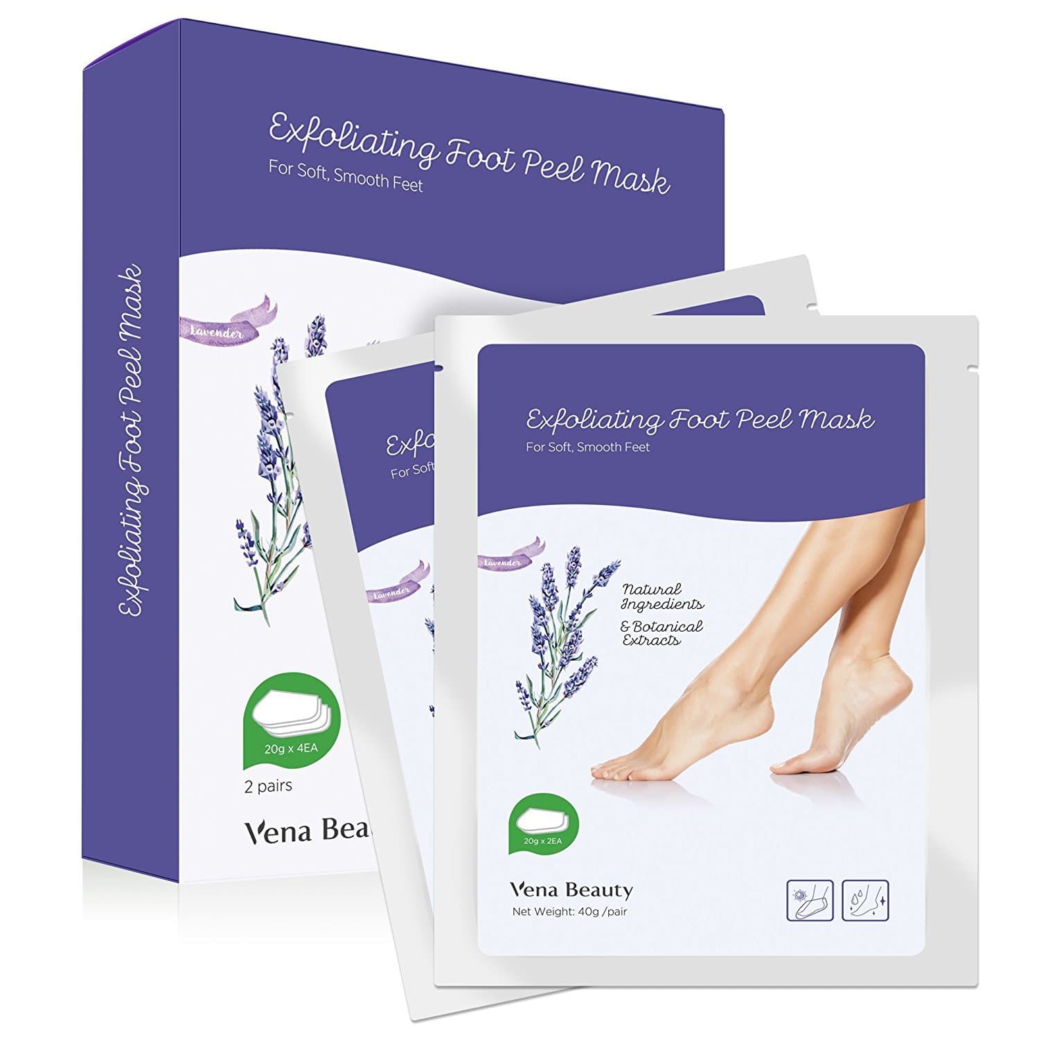 Vena Beauty 2 Pairs Exfoliating Foot Peel Mask Lavender