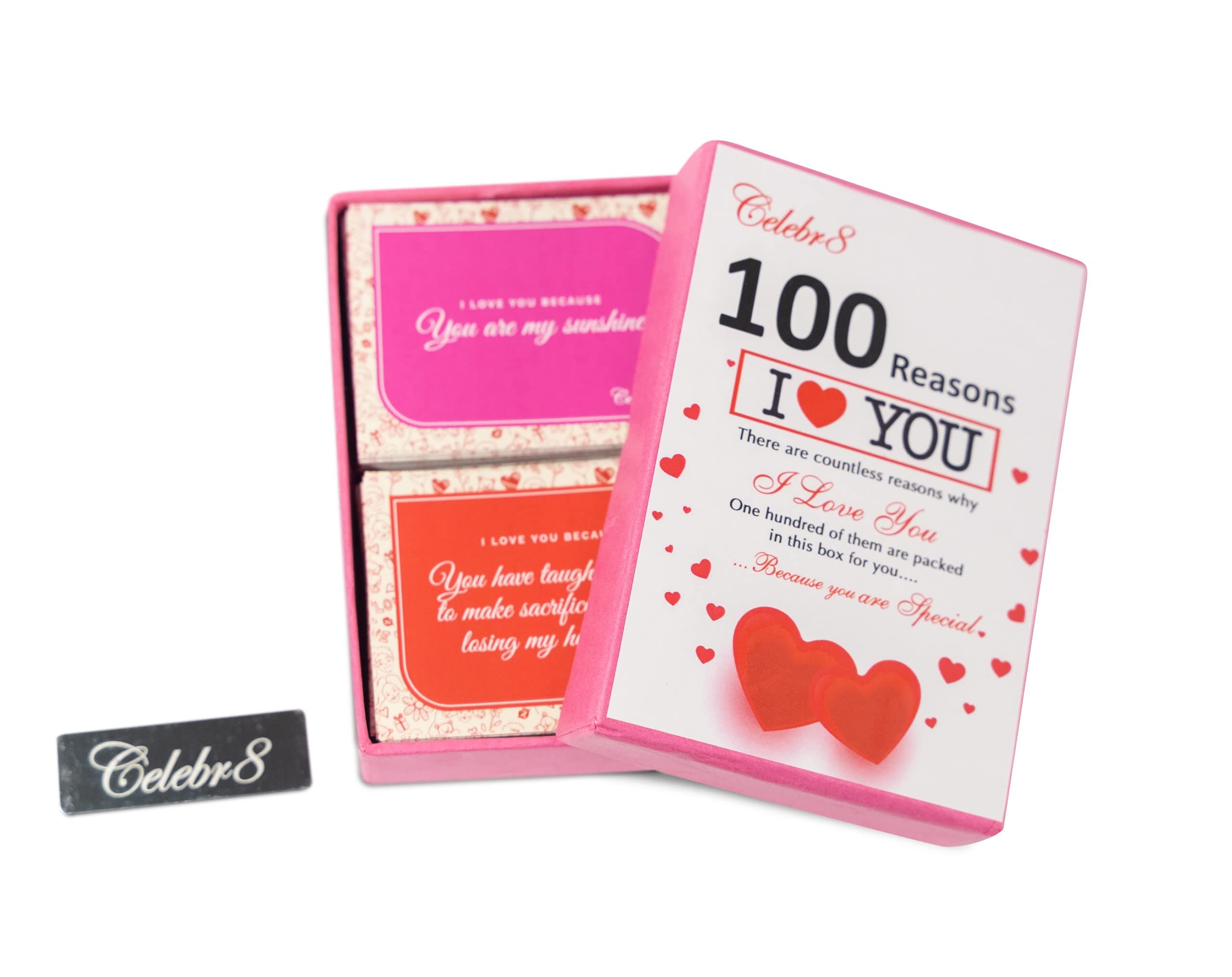 Celebr8 52 Reasons I Love You Printed On Deck of Cards Valentine Gift Box-Valentine Gift for Girlfriend Boyfriend Husband Wife, Special Gifts For Couple Lovers, Greeting Card for Love