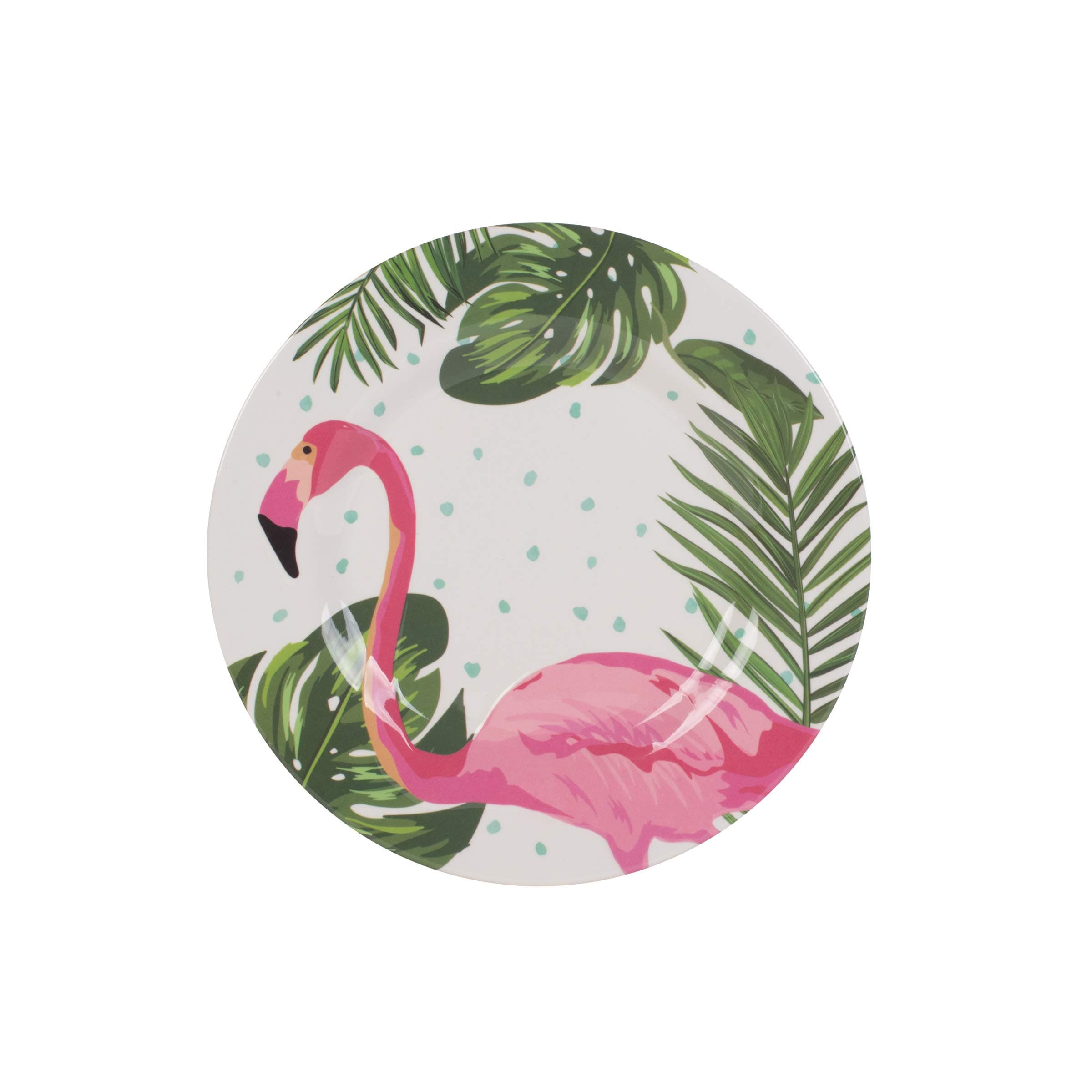 Fitz and Floyd Tropical Fun Melamine Flamingo Salad Plate, 9.25-inch, Assorted