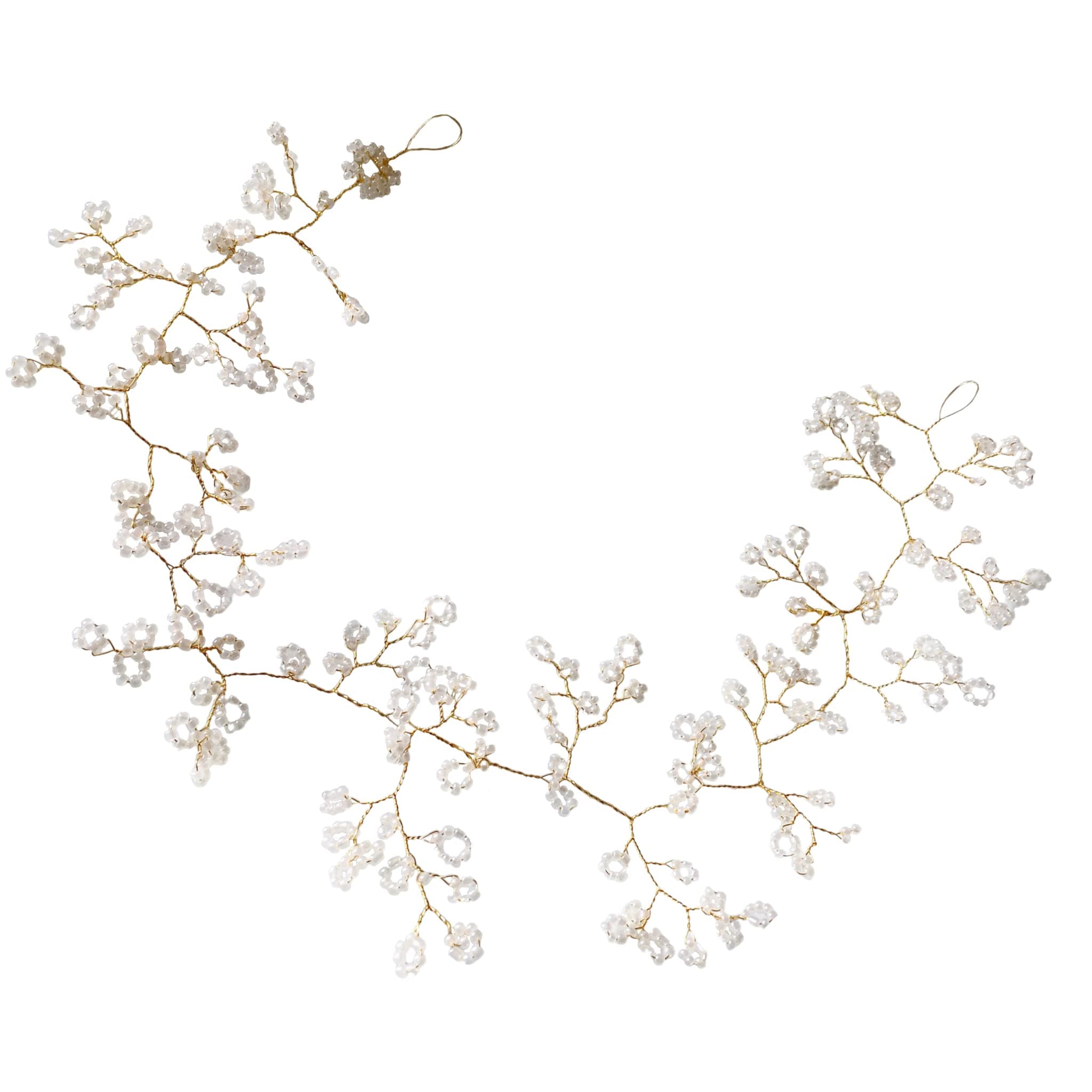 Gold Wire Crown- Gypsophila, Babys breath hair vine- tiny beaded flower cluster- Wedding Hair Accessory