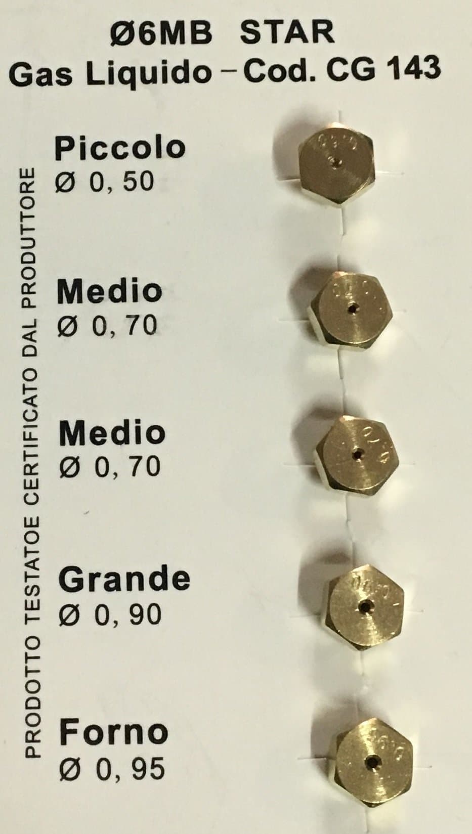 GLP Universal Injectors 6mm Diameter 6Mb Gas Cylinder LPG Large 2 Medium Small Oven