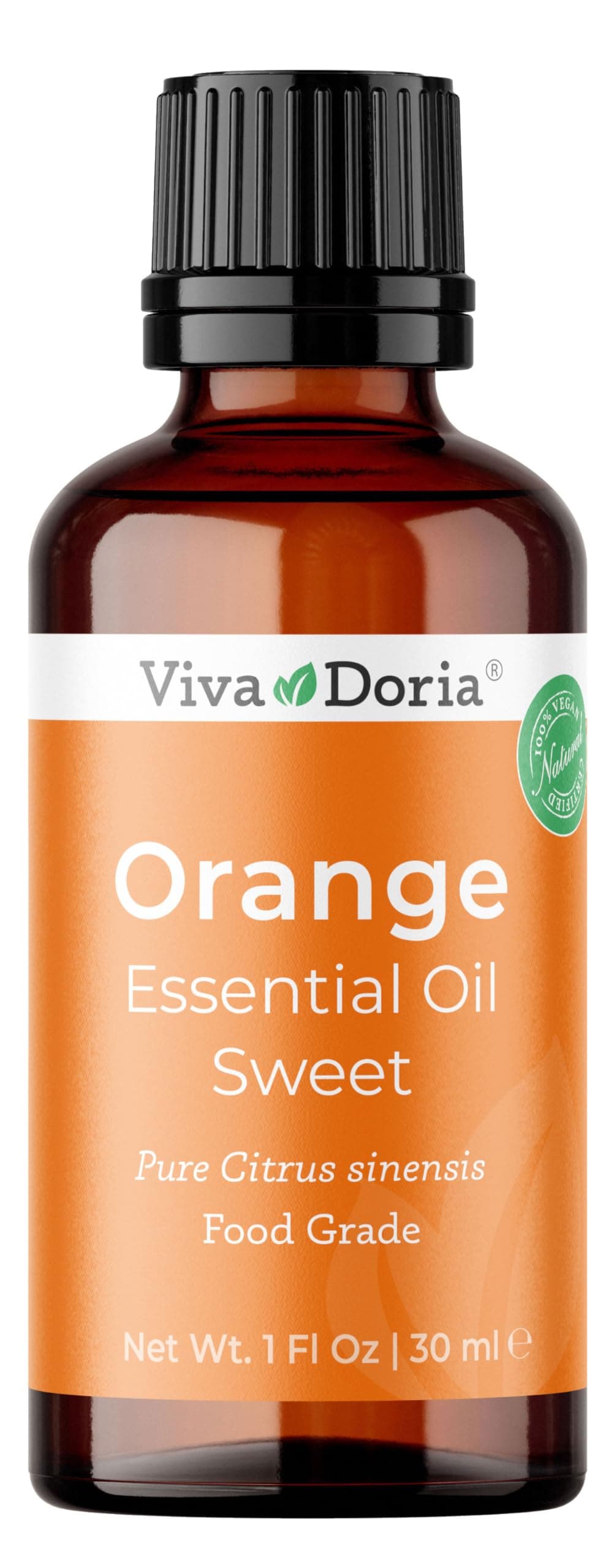 Viva Doria 100% Pure Sweet Orange Essential Oil, Undiluted, Food Grade, USA Orange Oil, 30 mL (1 Fl Oz)