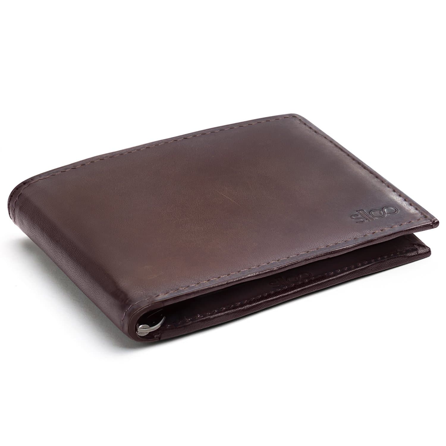 Dark Brown Genuine Leather Wallet BILL with RFID Protection and Vintage Look. Extra Slim without Coin Pocket by SILEO®