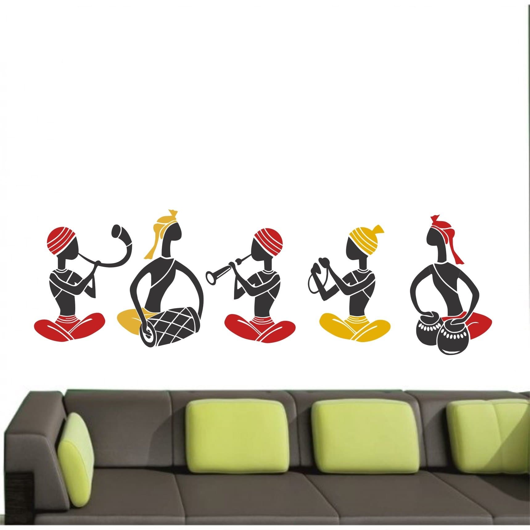 Asmi Collections Ethnic Wall Stickers Traditional Musicians - 5 Musicians