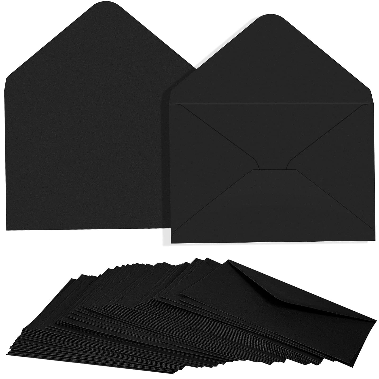 SallyFashion 100PCS C6 Black Paper Envelope, Triangle Seal Retro Simple Style for Business Wedding Party Holiday