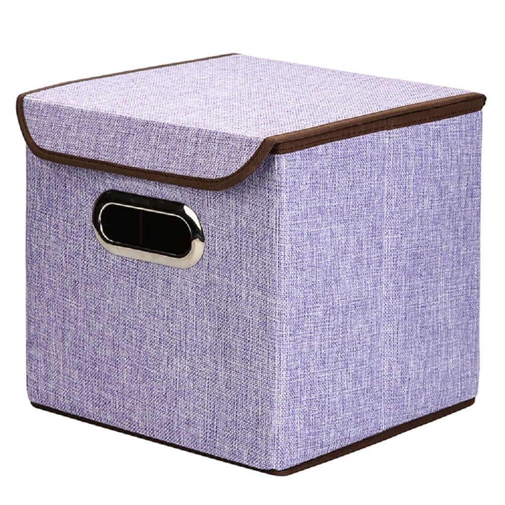RoomDiary Foldable Non-Woven Storage Box Clothes Toys Cube Container with Lid 9.8"(Purple)