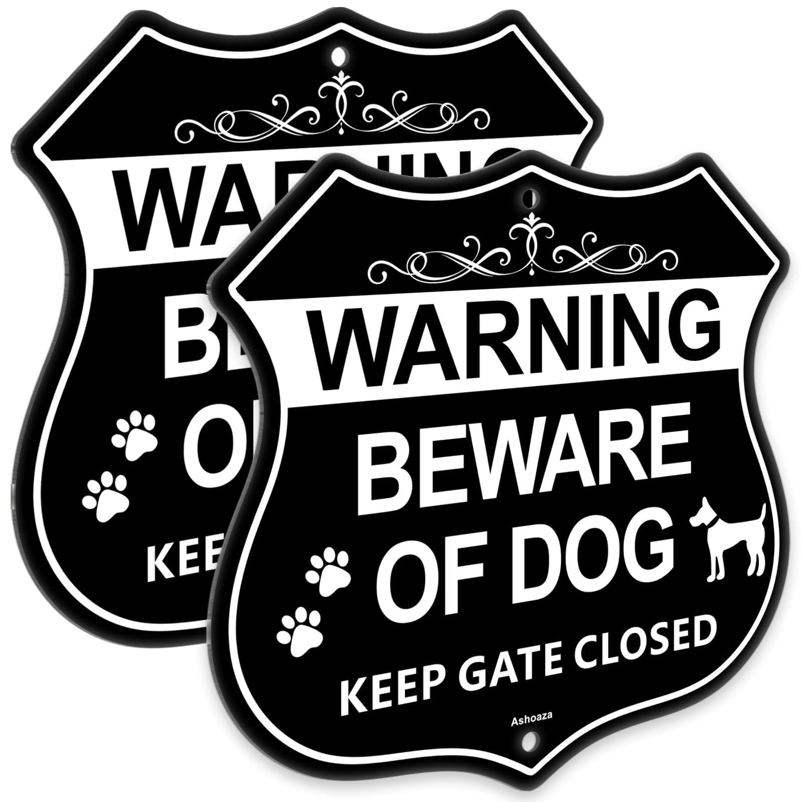 Beware of the Dogs Sign Outdoor Gate, Warning Aluminum Beware of the Dog, Please Close the Gate Sign Dog, Can Be Use for Private Property Signs Outdoor, 20x20 CM (2 Pack)