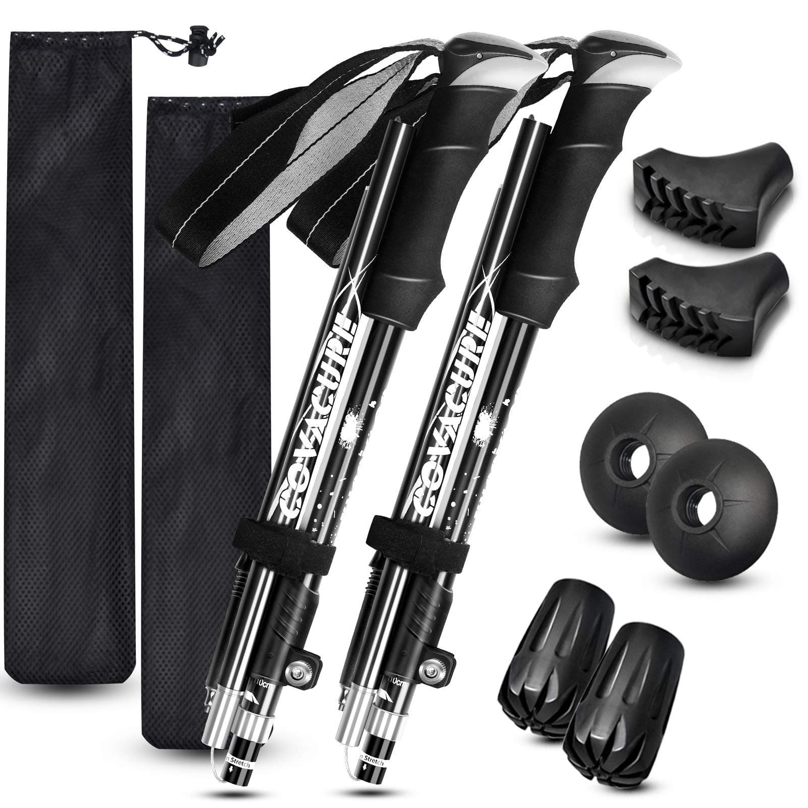 Trekking Poles Collapsible Hiking Poles - Aluminum Alloy 7075 Trekking Sticks with Quick Lock System, Telescopic, Collapsible, Ultralight for Hiking, Camping & Backpacking