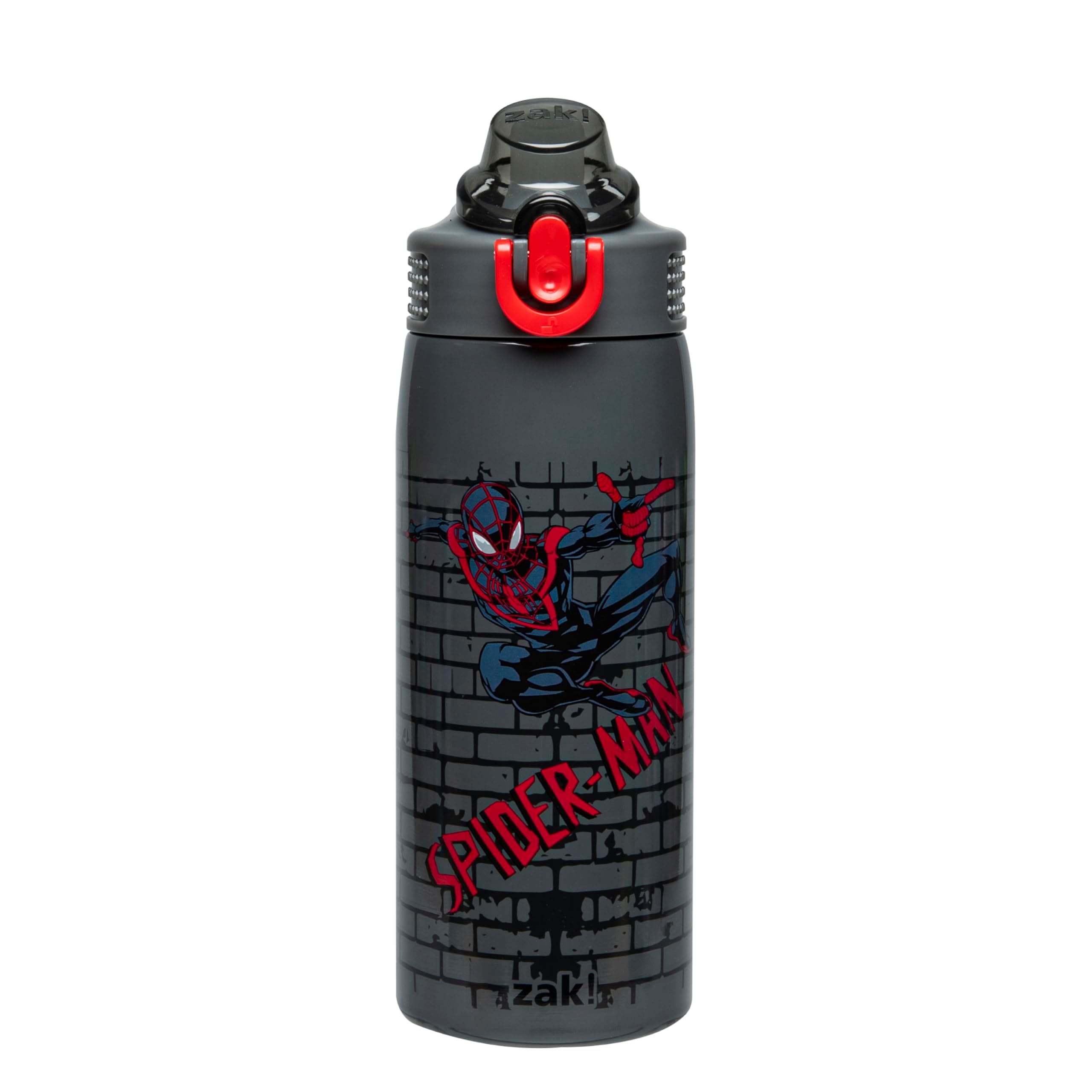 Marvel Spider-Man Sage Kids Water Bottle For School or Travel, 19oz Stainless Steel Water Bottle With Straw, Handle, and Leak-Proof, Pop-Up Spout Cover (Miles Morales)