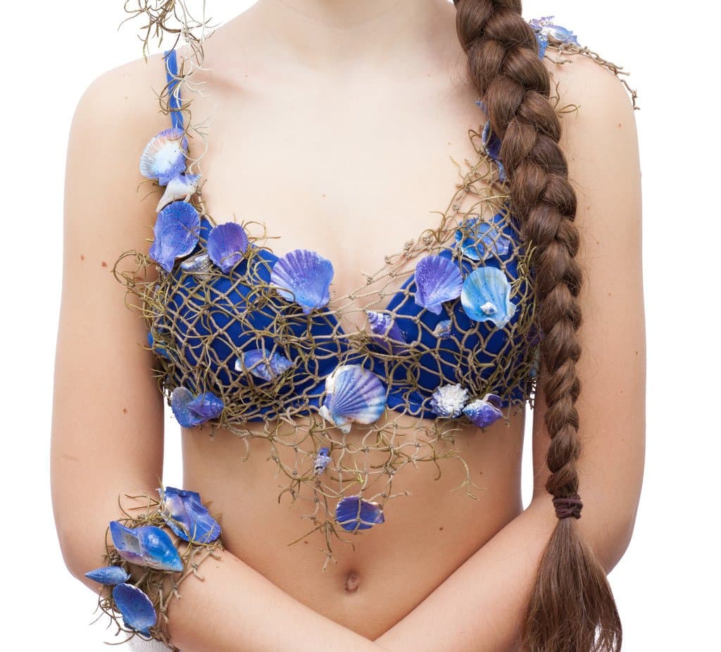 JealousyJane Handmade Blue Mermaid Top Sea Shells Seaweed Cosplay Costume