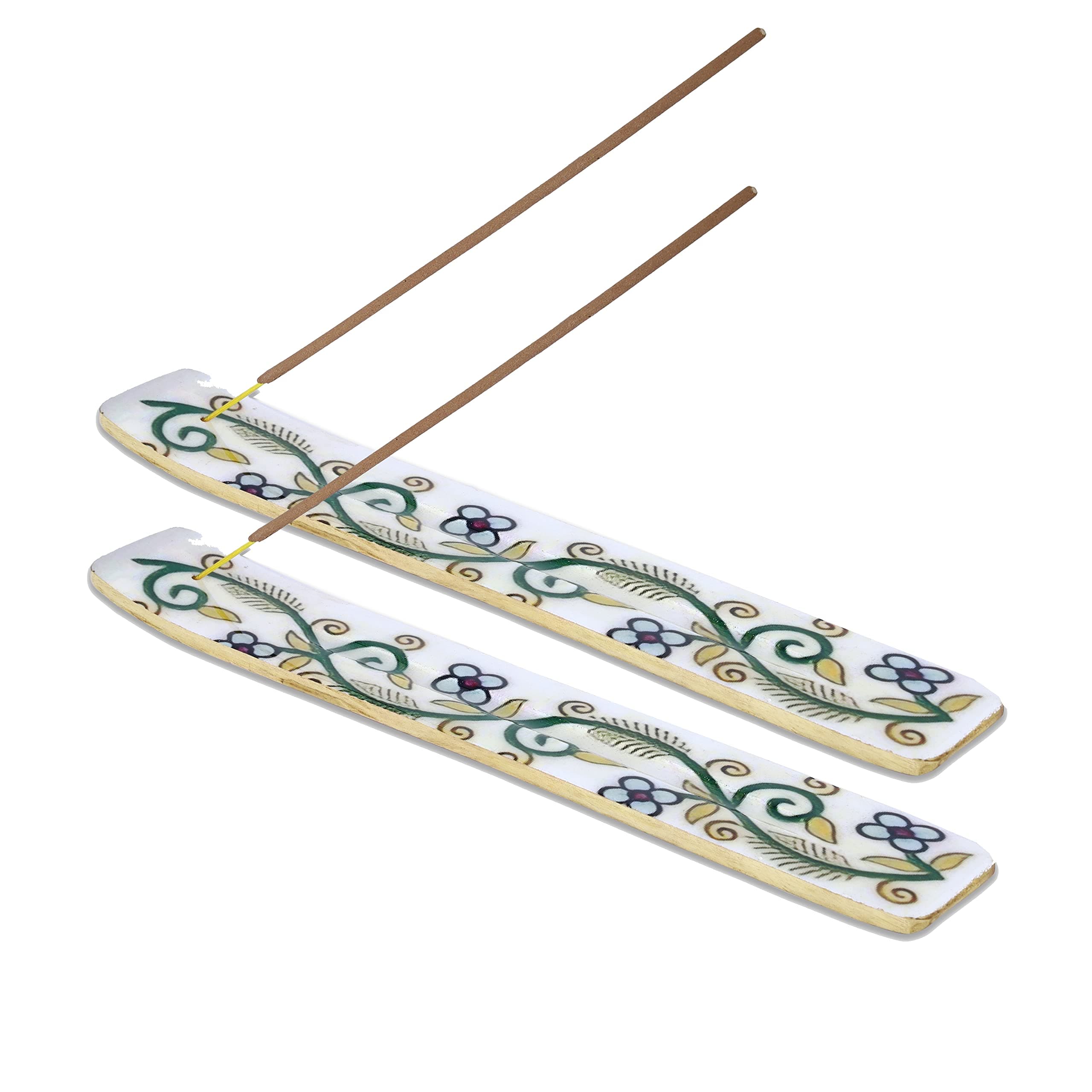 Bless-International Traditional-Handmade-Burner Wooden-Incense-Stick-Holder Ash-Catcher-Stand For-Aromatherapy-Meditation-Yoga (Inner Peace) Pack of 2