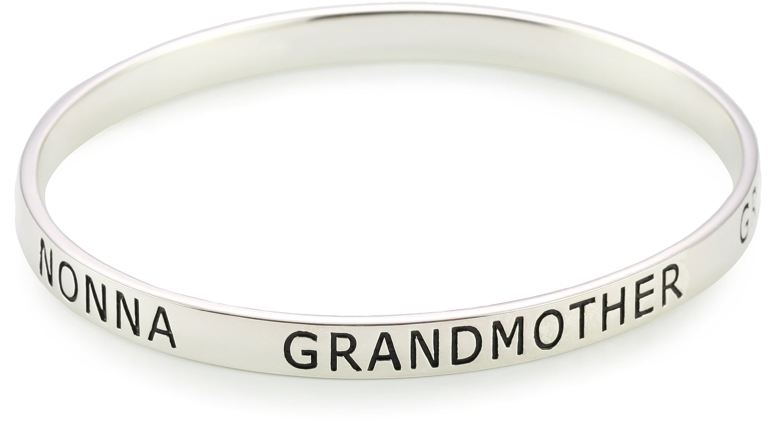 "Sterling Sentiments" Grandmother Non-hinged Bangle Bracelet, 8.5"