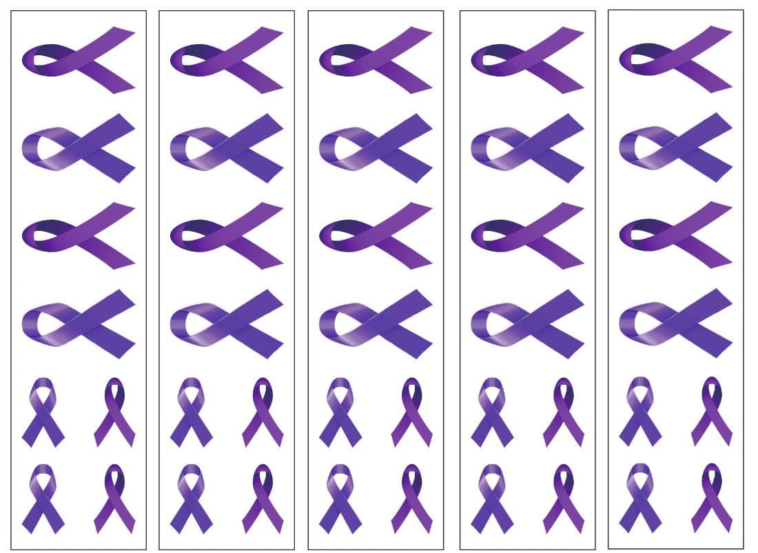 VORAGA40 Purple Ribbon Temporary Tattoos: Pancreatic Cancer Awareness Tattoo
