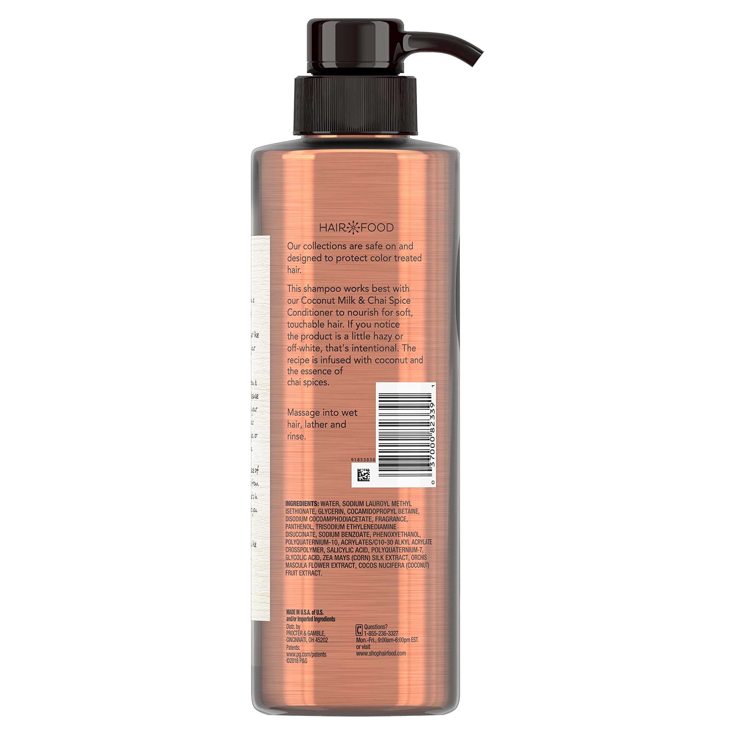 Sulfate Free Shampoo, Dye Free Nourishing Treatment, Coconut and Chai Spice, Hair Food, 17.9 FL OZ