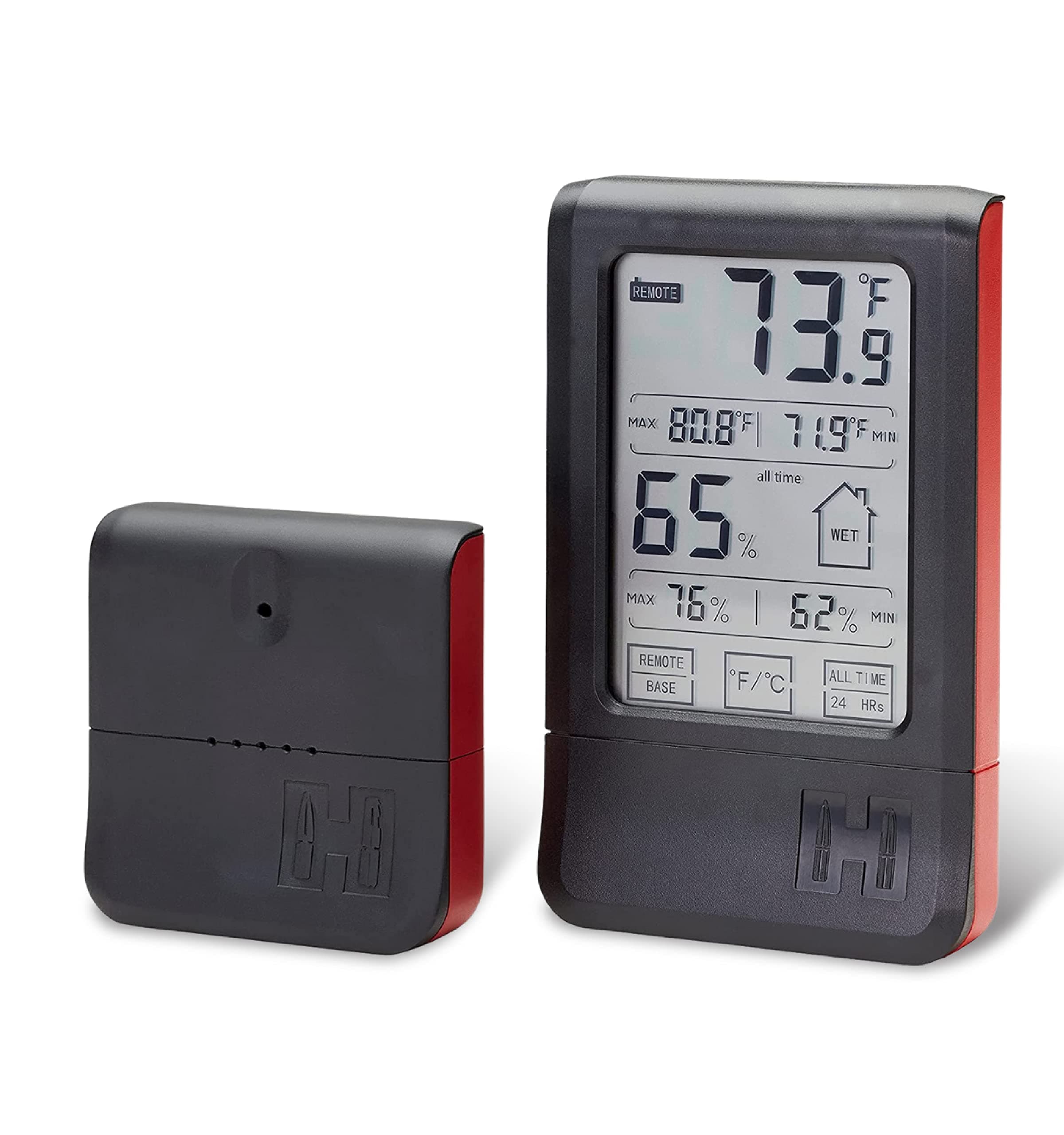Hornady Wireless Hygrometer, 95907 - Includes a Remote Base & Digital Touchscreen Display to Monitor Temperature & Humidity - Ideal Room Hygrometer for Gun Safes & Cabinets, Closets, Workbench & More
