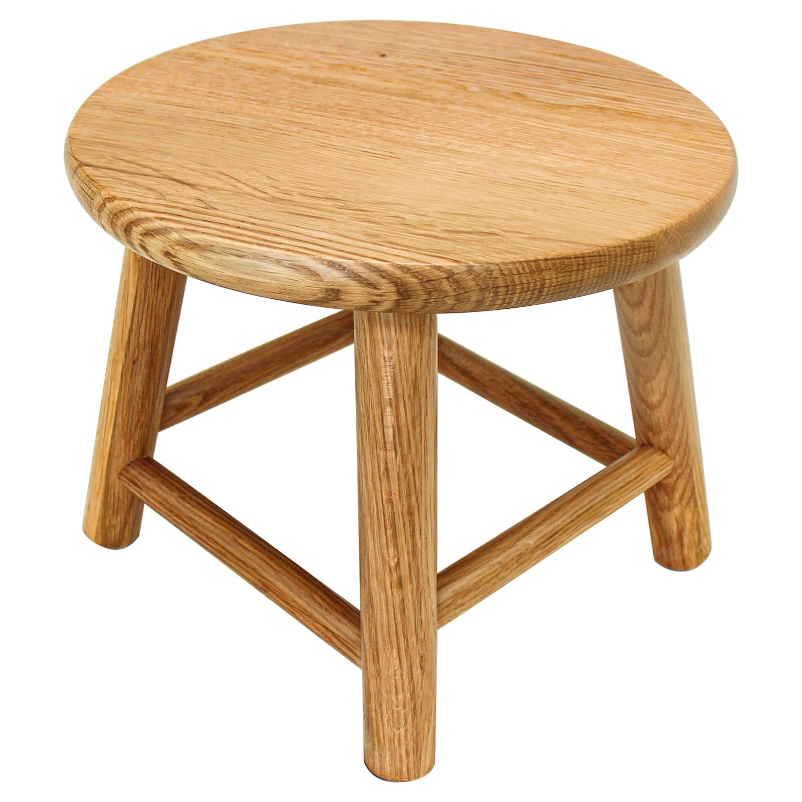 9-Inch Round Step Stool for Adults & Kids, USA Grown Solid Oak Hardwood, Sturdy Small Foot Stool for Kitchen, Bedroom, Bathroom, Shoe Changing, Plant Stand, Fully Assembled (Natural)