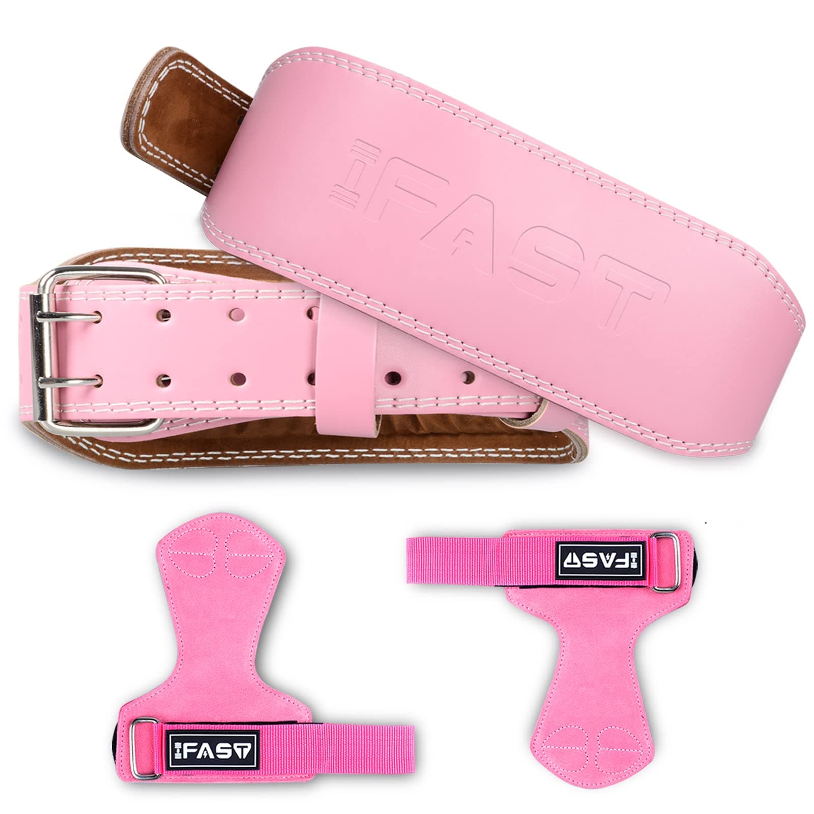 IFASTWeight Lifting Belt and Wrist Straps, Weightlifting Belt for Women with 4 inch Padded Lumbar Support Belt for Weightlifting, Deadlift, Strength Training, Powerlifting & Squats Exercise