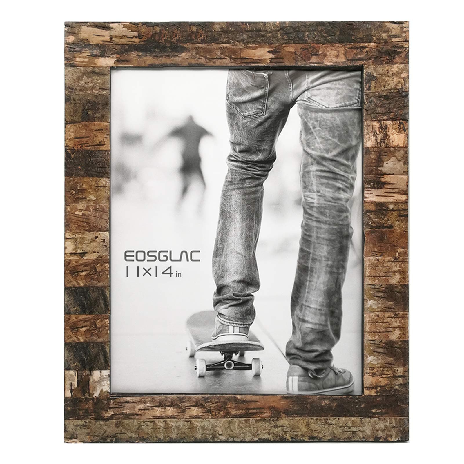 Eosglac Rustic 11x14 Wooden Picture Frames, Handmade with Real Birch Bark, Wood Photo Frame Natural