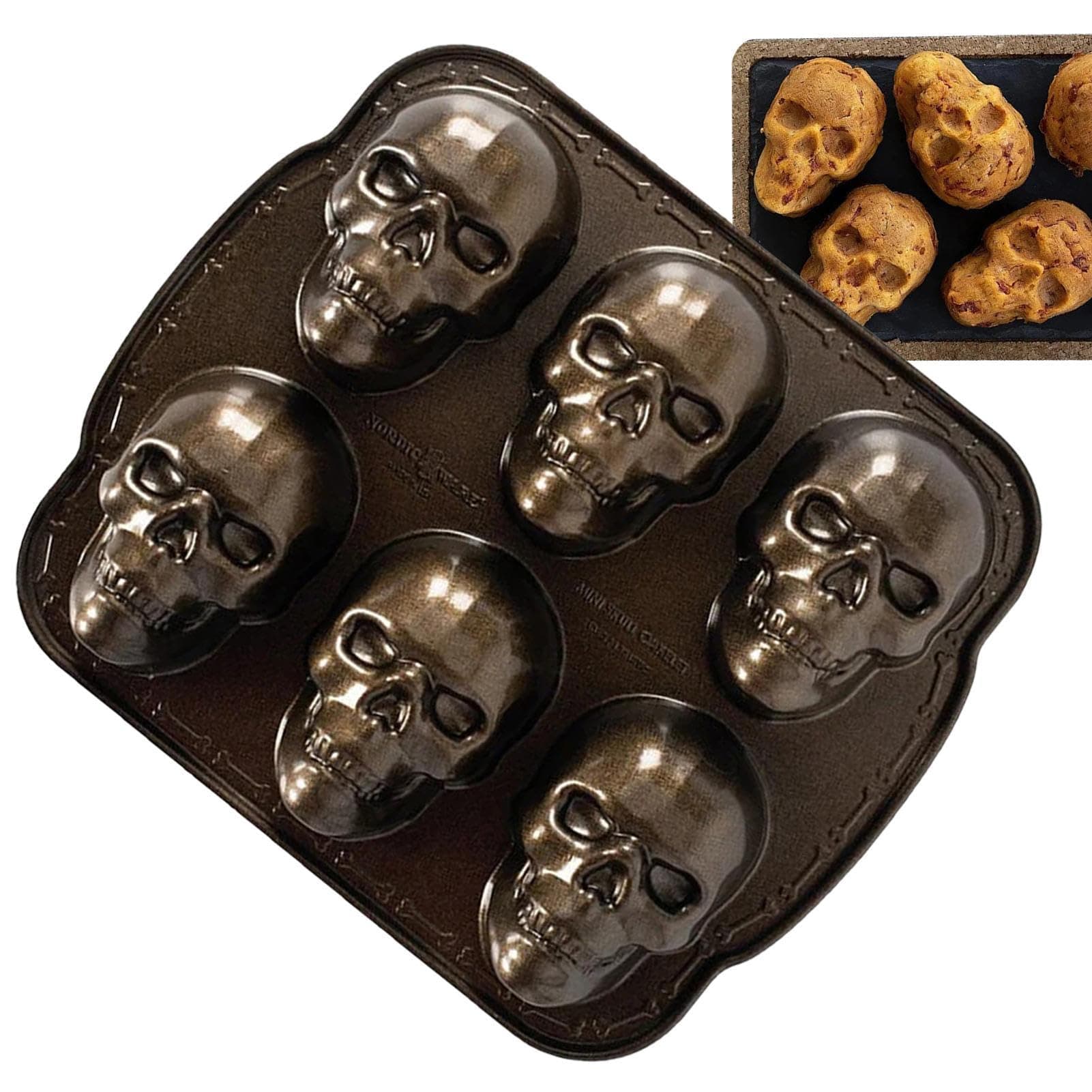Skull Mold Baking Pan,Aluminum Baking Pan,Halloween Skull Baking Mold, Halloween Skull Chocolate Mould Baking Cake Mould, Skull Sugar Mould, Skeleton Cake Mold