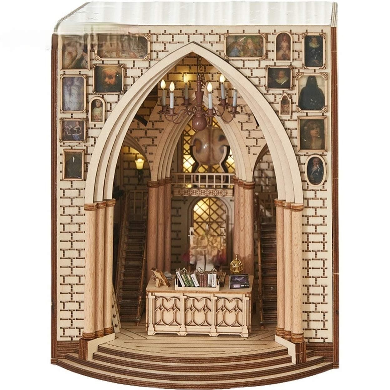 suruimWooden Principal's Office Stand Decoration Light Model Building Kit Book Nook Inserts Art Bookend DIY Bookshelf Decor