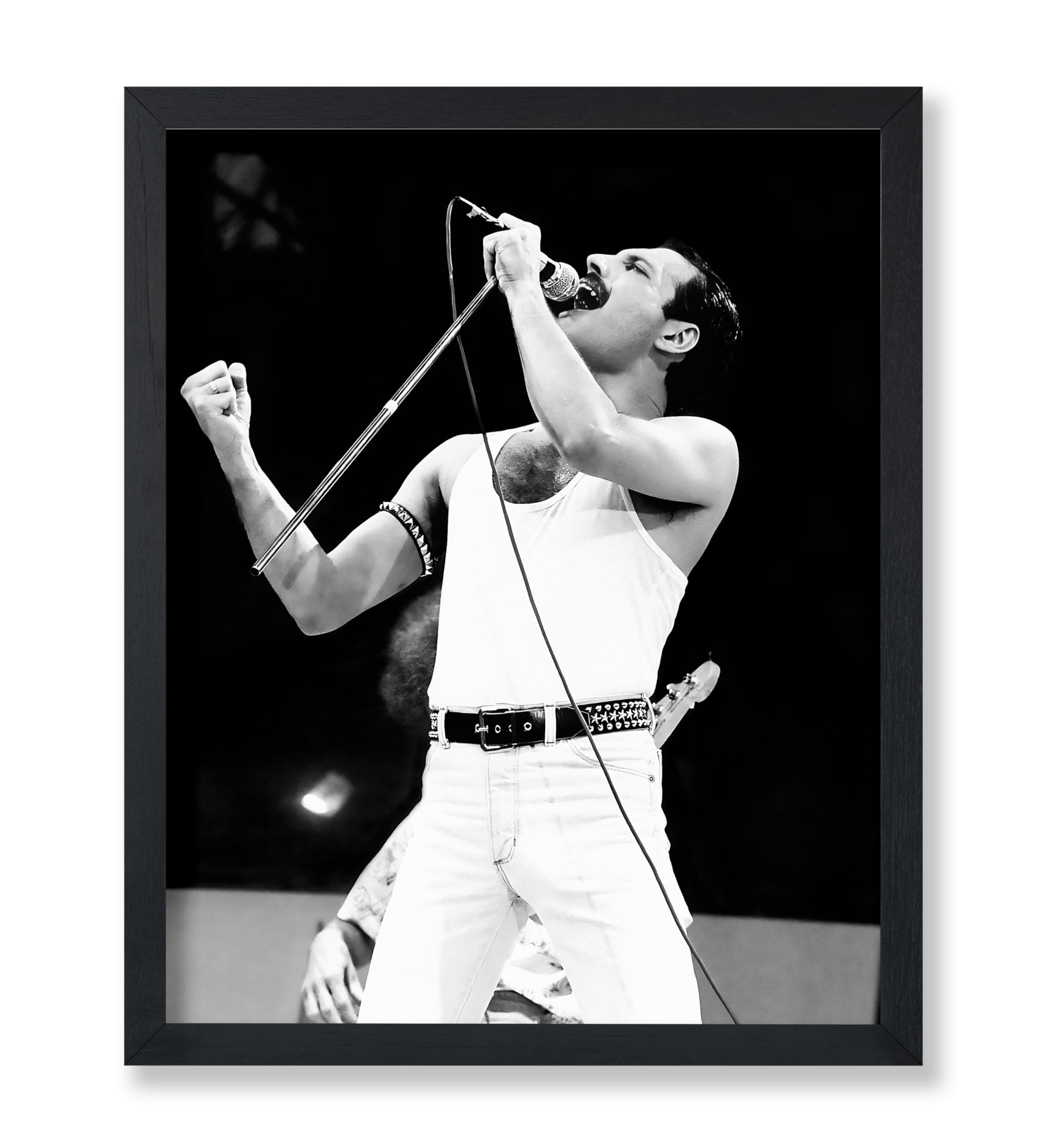 Poster Master Queen Poster - Freddie at Live Aid Print - Musician Art - Music Art - Singer Art - Black and White Art - Photography Art - Great Studio or Living Room Decor - 8x10 UNFRAMED Wall Art