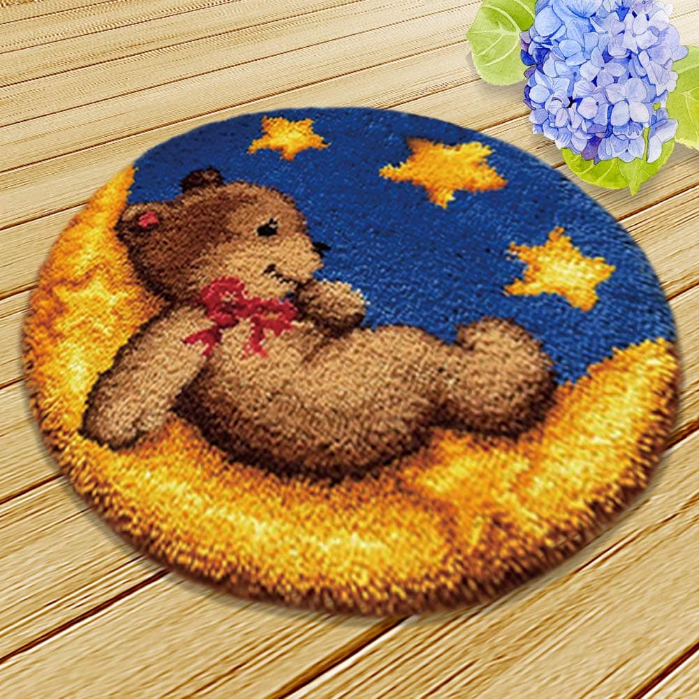 CCSUN Carpet Embroidery, Handmade Latch Hook Kit Diy Rug Animal-bear 50x50cm(20x20inch)