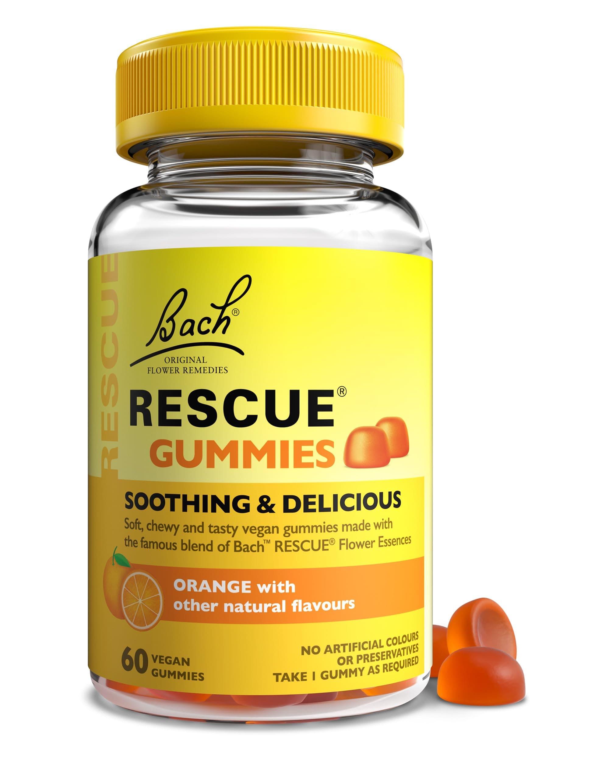 Rescue Remedy Gummies | Orange Flavoured | Daily Support for Stressful Moments | Bach™ Original Flower Essences | 60 Vegan Gummies